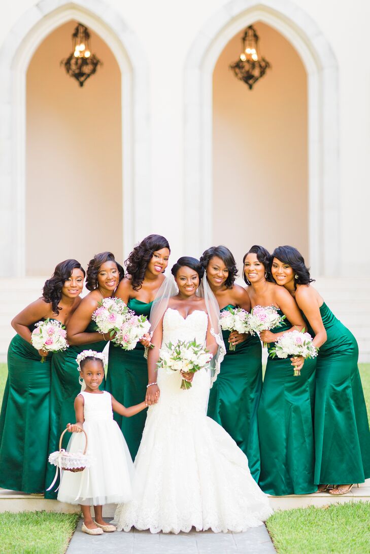 Long, Emerald Green Bridesmaid Dresses