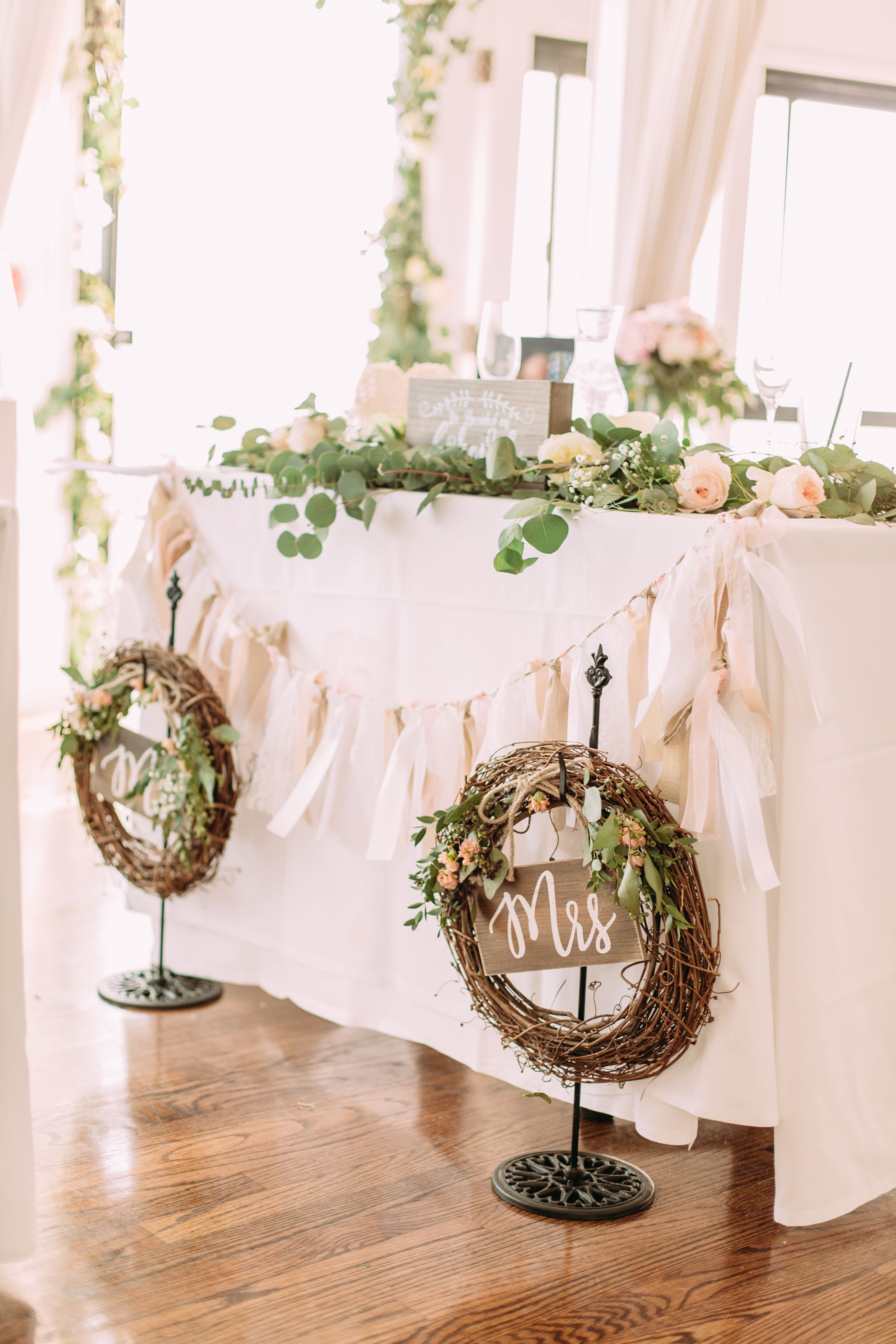 Rustic Vine Wreath Sweetheart Table Signs