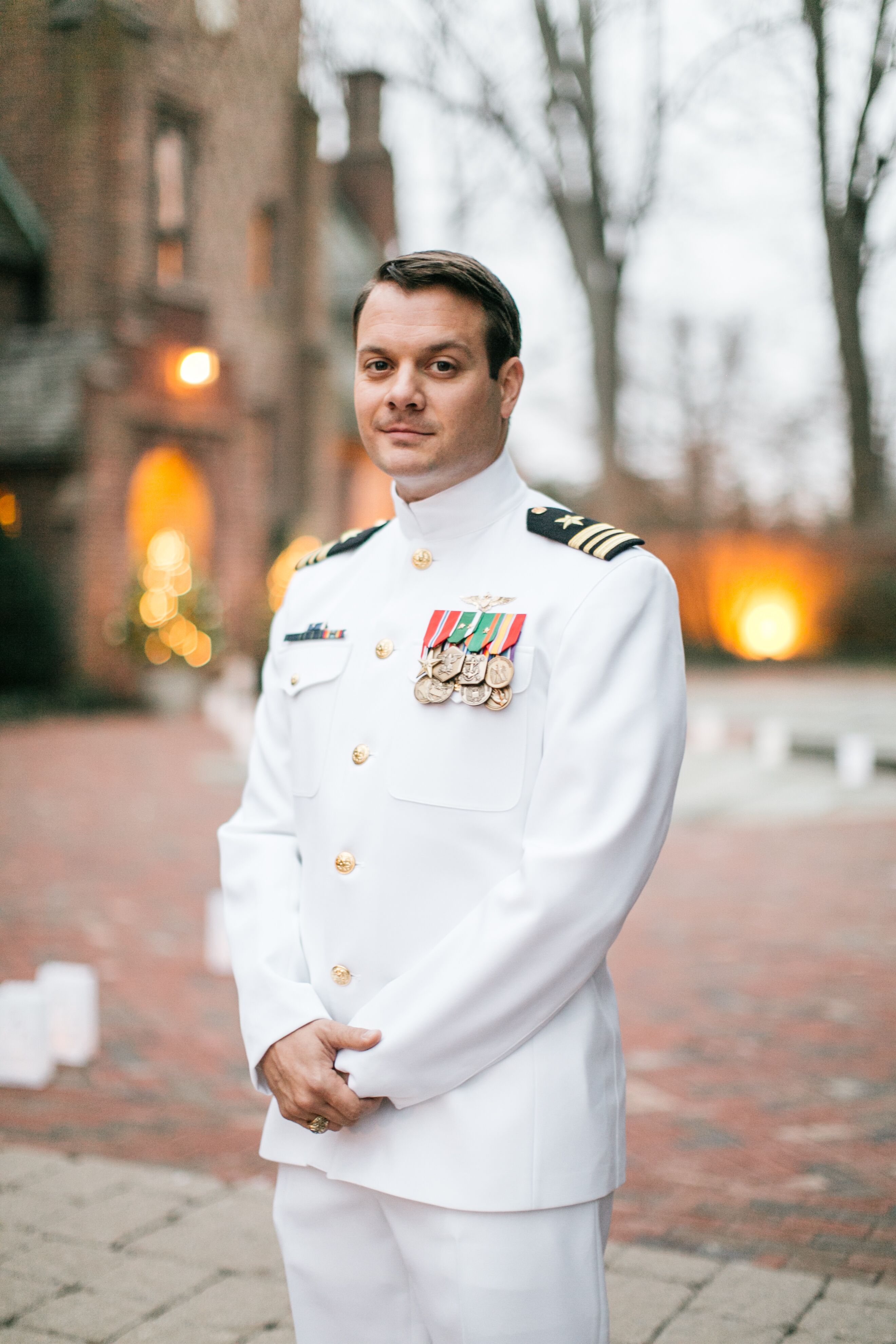 White Dress Uniform for Navy Groom