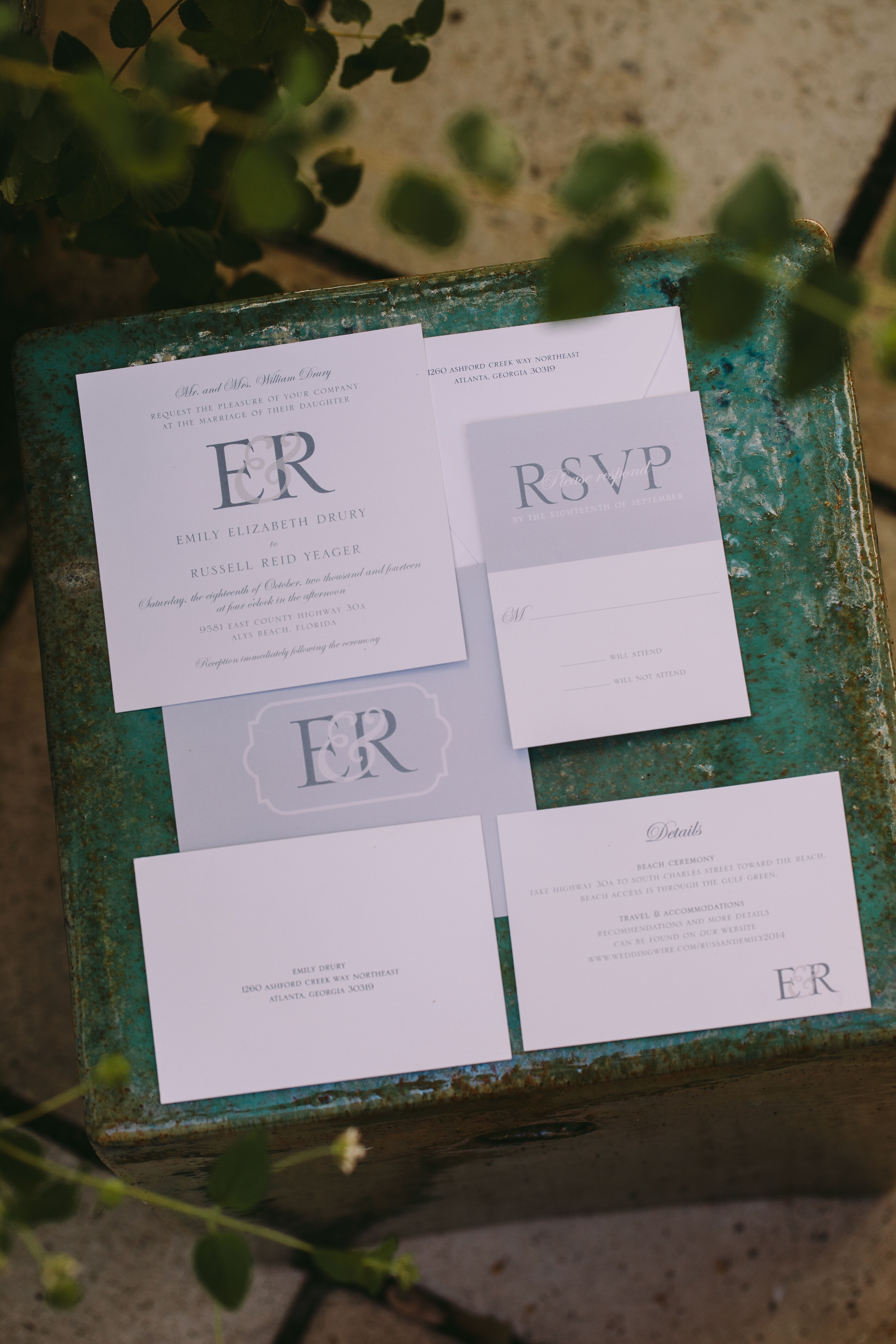 Simple White and Gray Invitation Suite