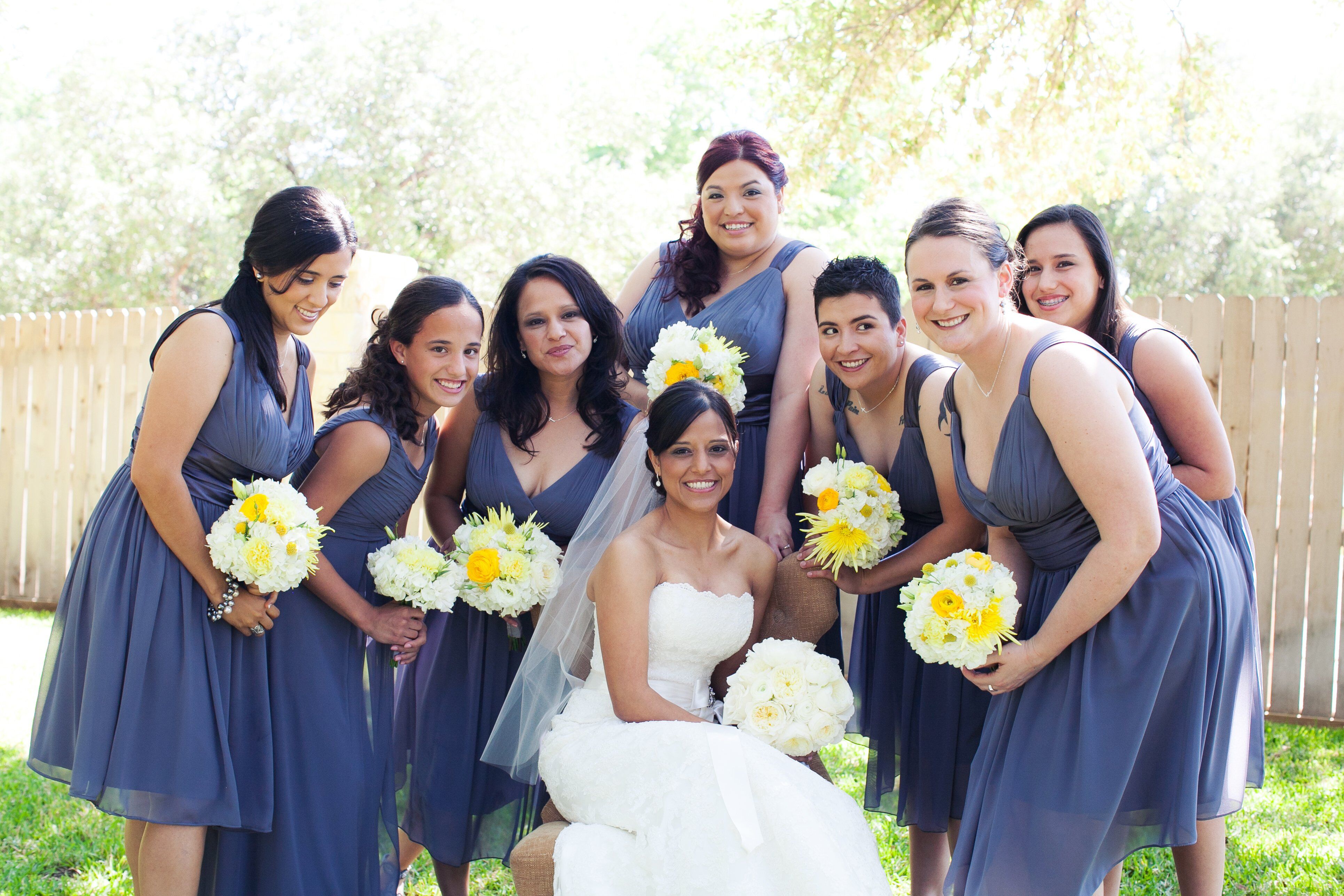 Steel blue best sale bridesmaid dresses