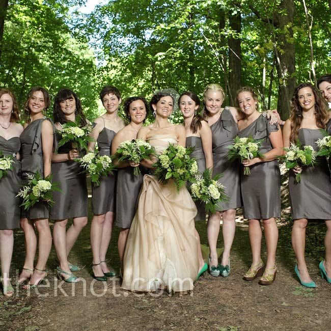 green gray bridesmaid dresses