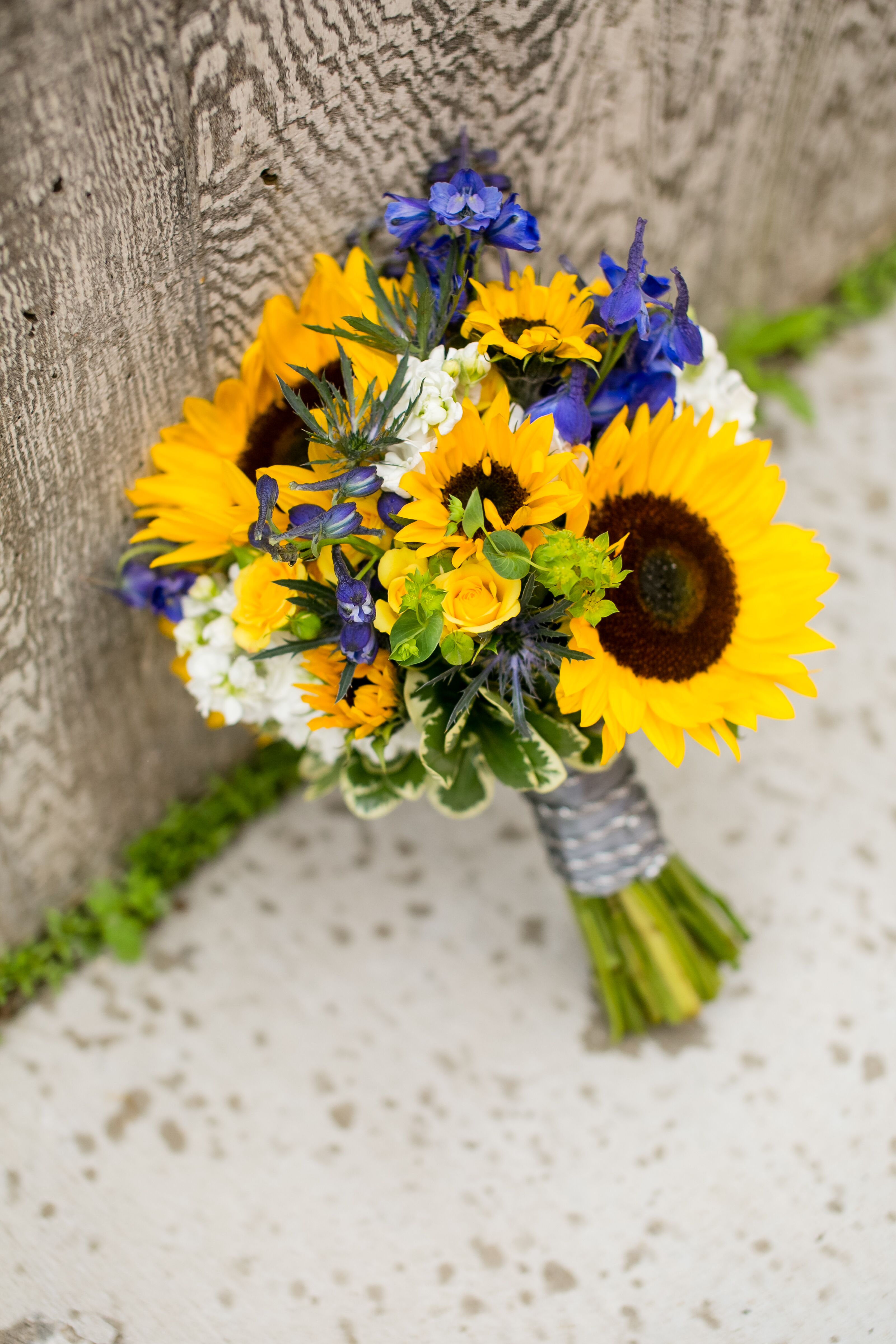 Bouquet With Sunflowers Irises and Stock Flowers