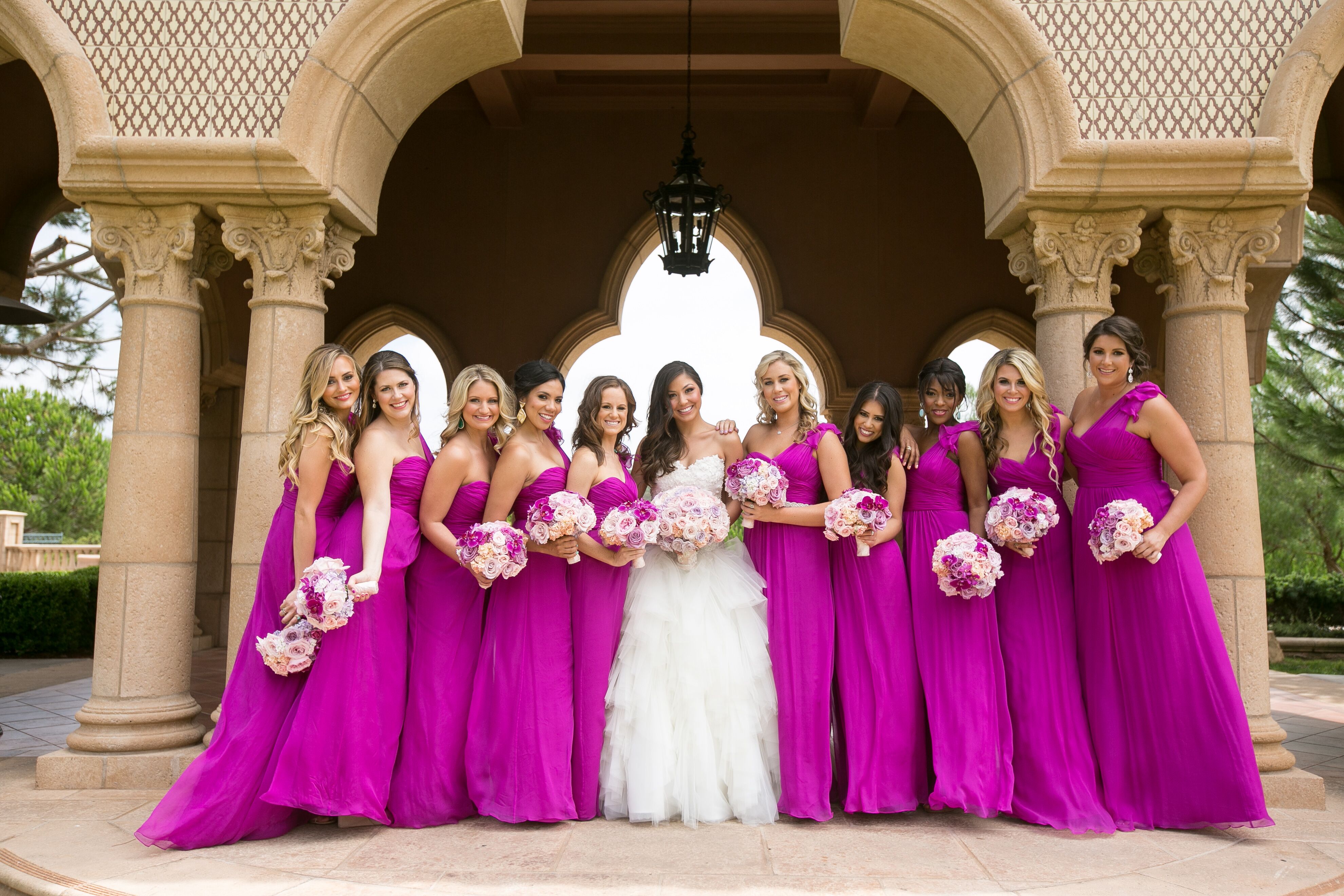 Long Fuchsia Bridesmaid Dresses