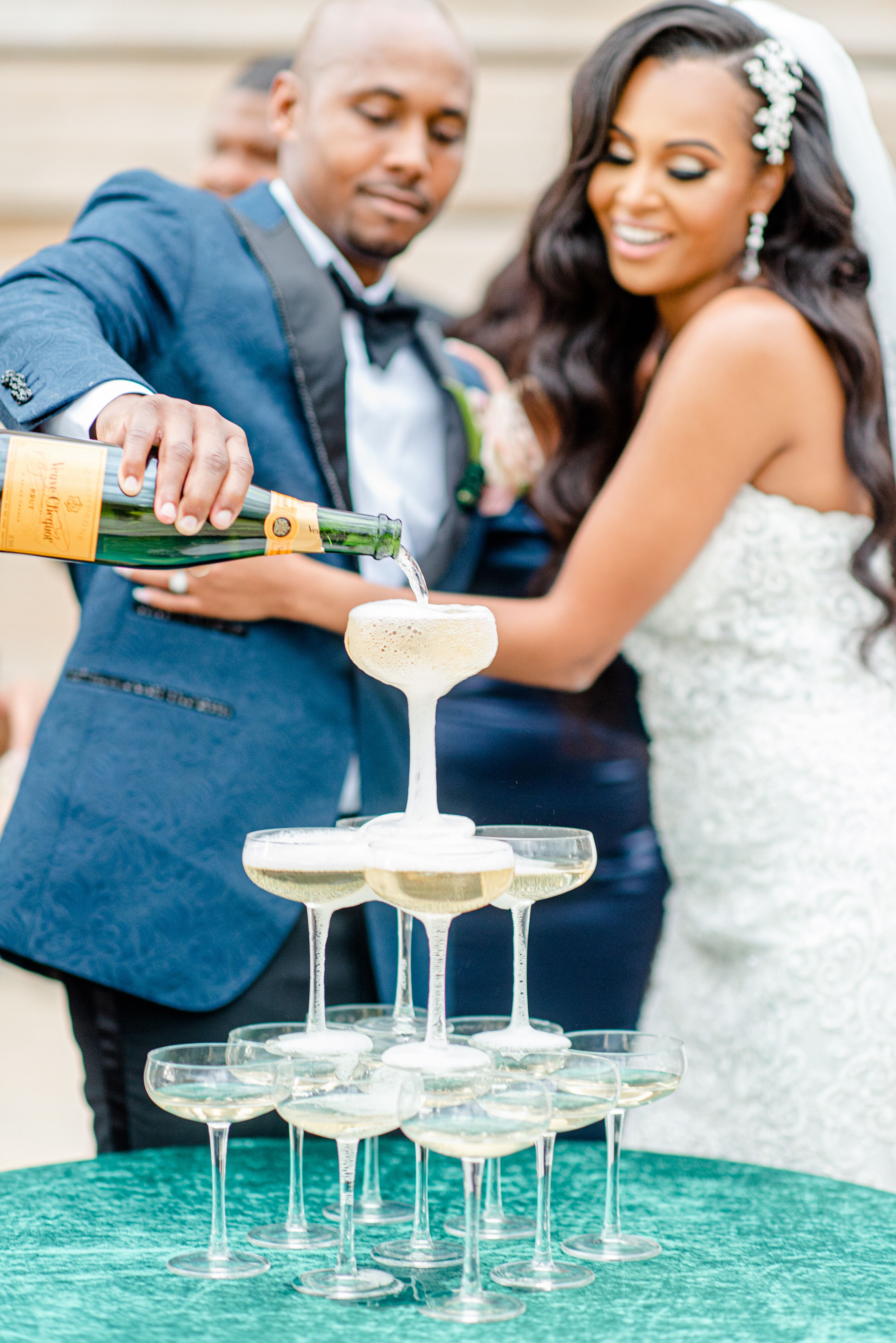 One Couple's Glam Pink-and-Teal Wedding at The River View at Occoquan Amid  the COVID-19 Pandemic