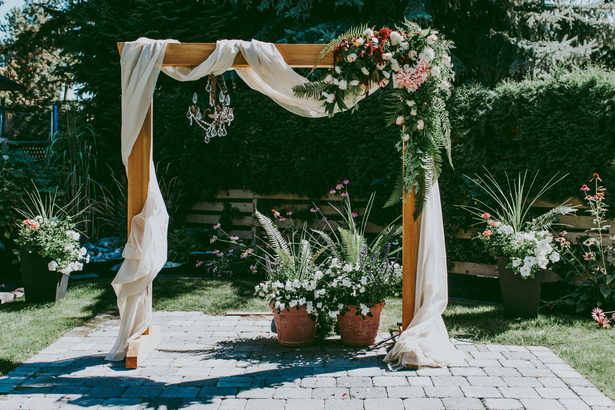 DIY Wooden Wedding Arch With Flower Garland