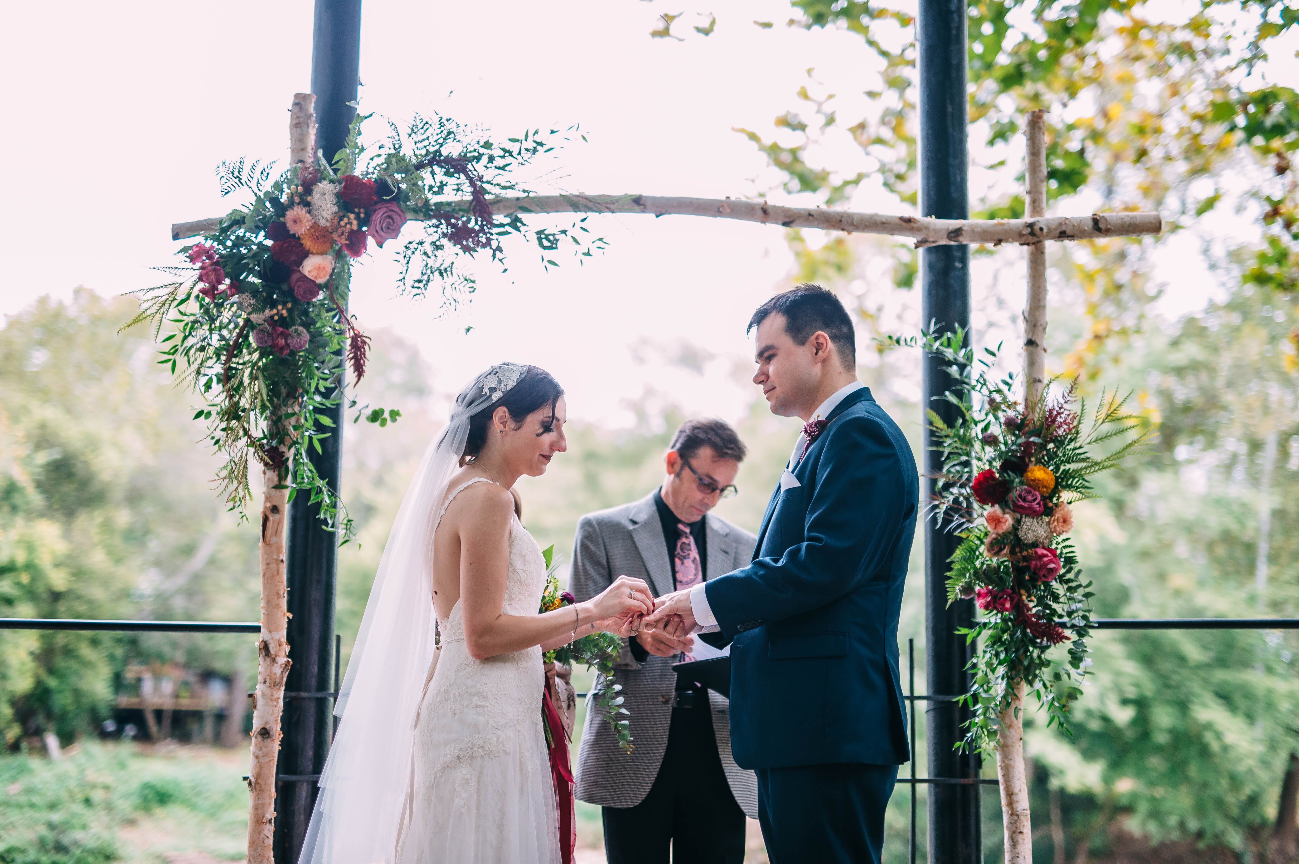 Wooden Arch with Flower Arrangements