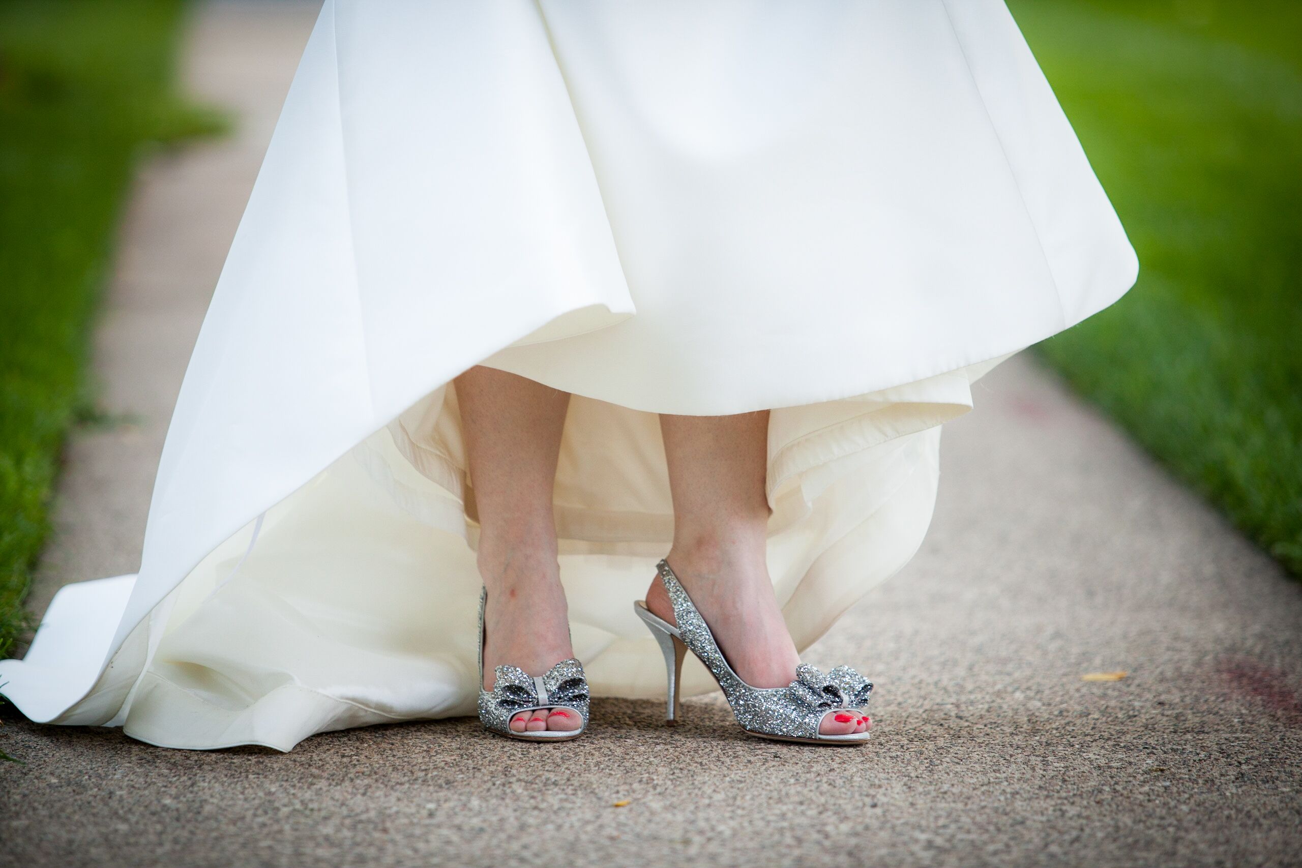 Kate Spade Silver Glitter Open-Toed Shoes