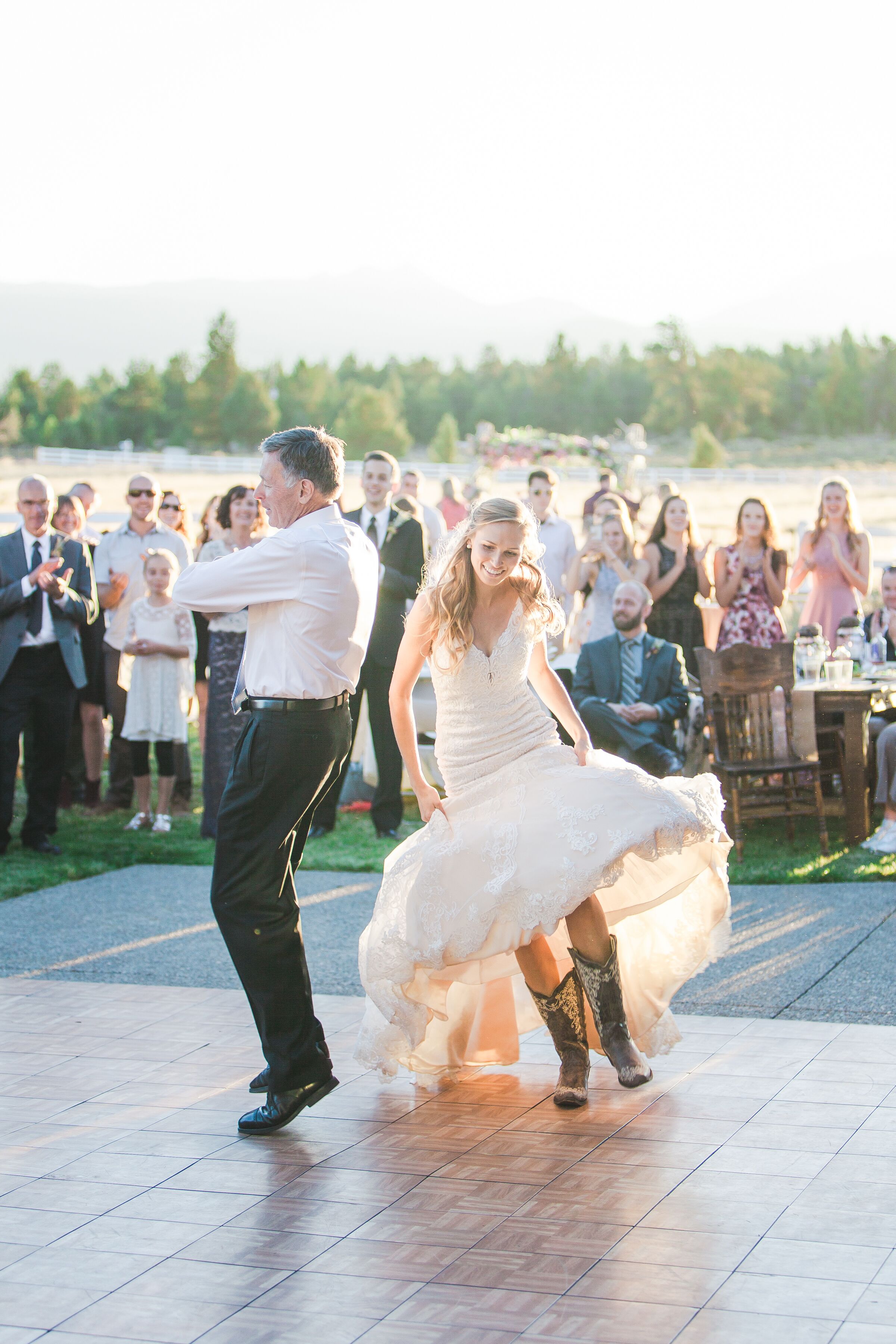 wedding dress with cowboy boots