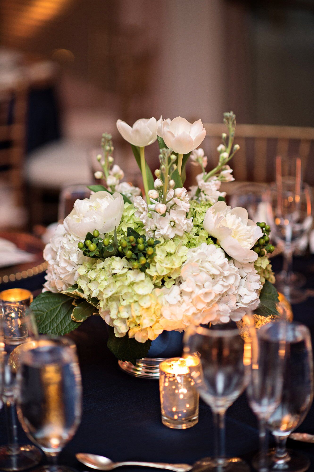 White and Green Reception Florals