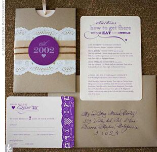 Vintage Purple Wedding Invitations 6