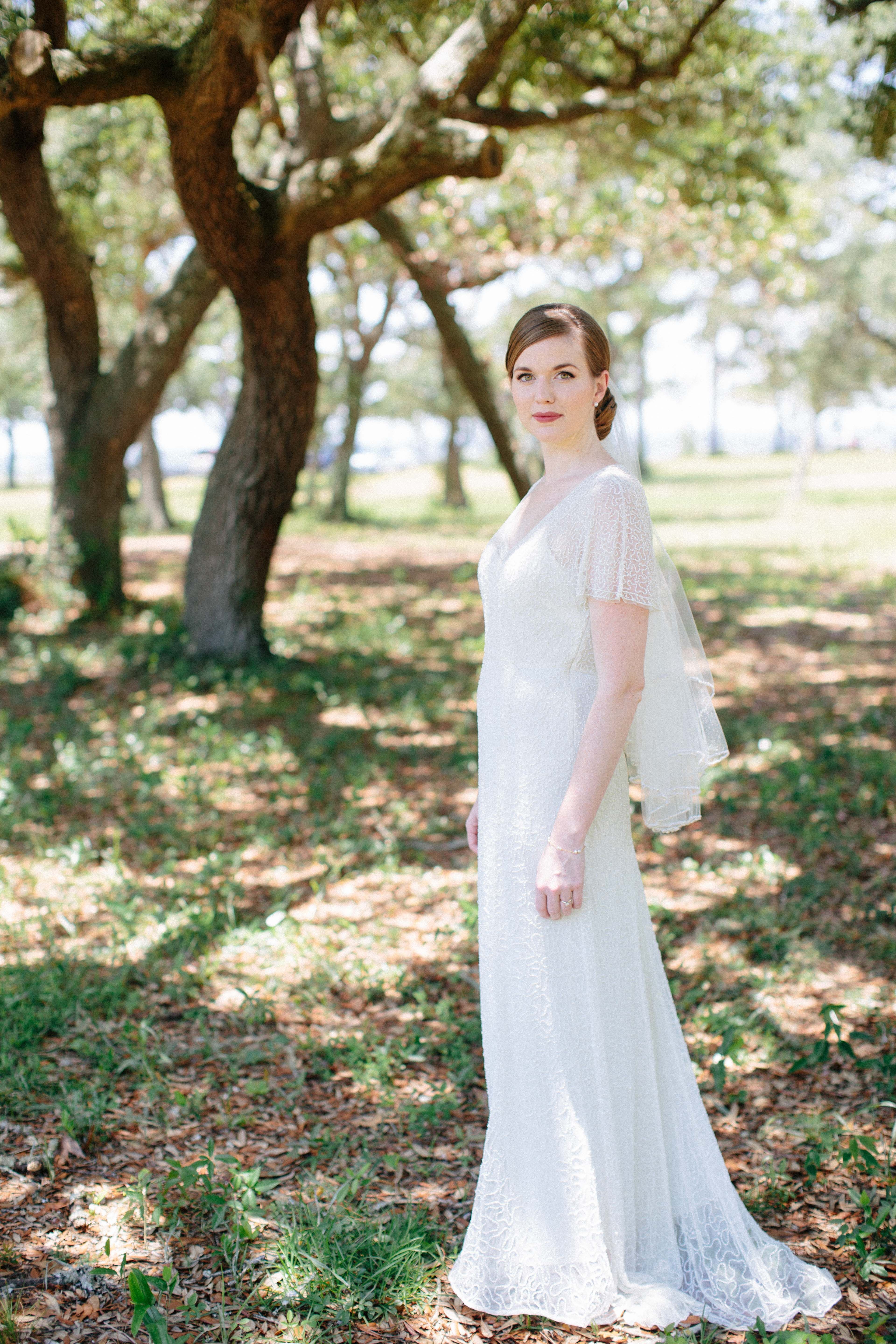 Elegant Short-Sleeved J.Crew Wedding Dress