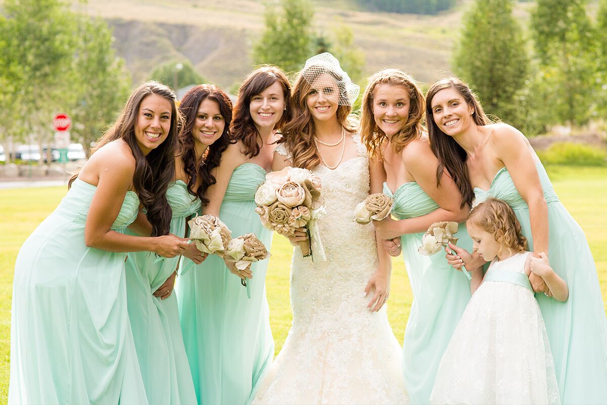 Strapless Mint David s Bridal Bridesmaid Dresses