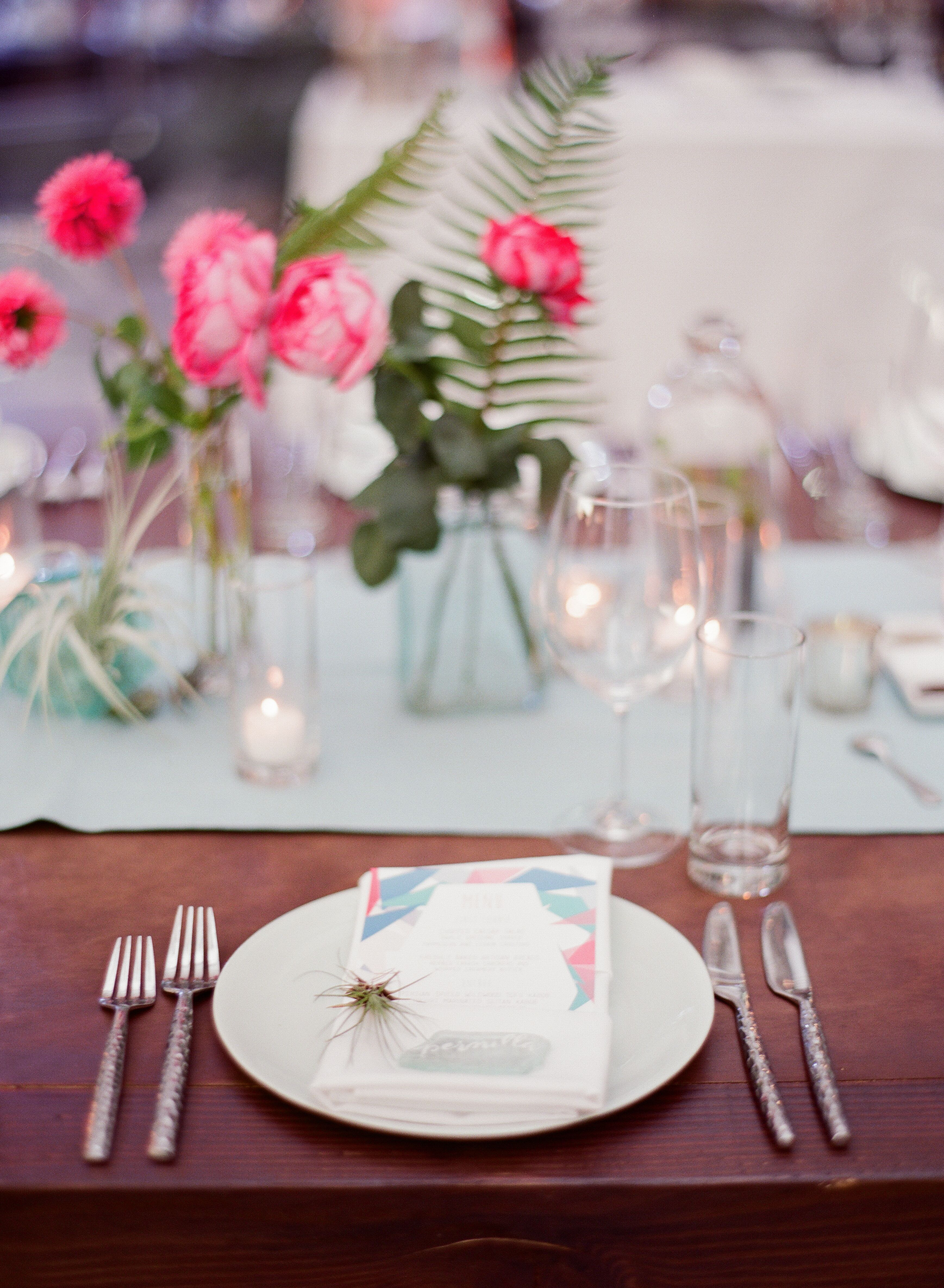 Modern Aqua and Pink Table Settings