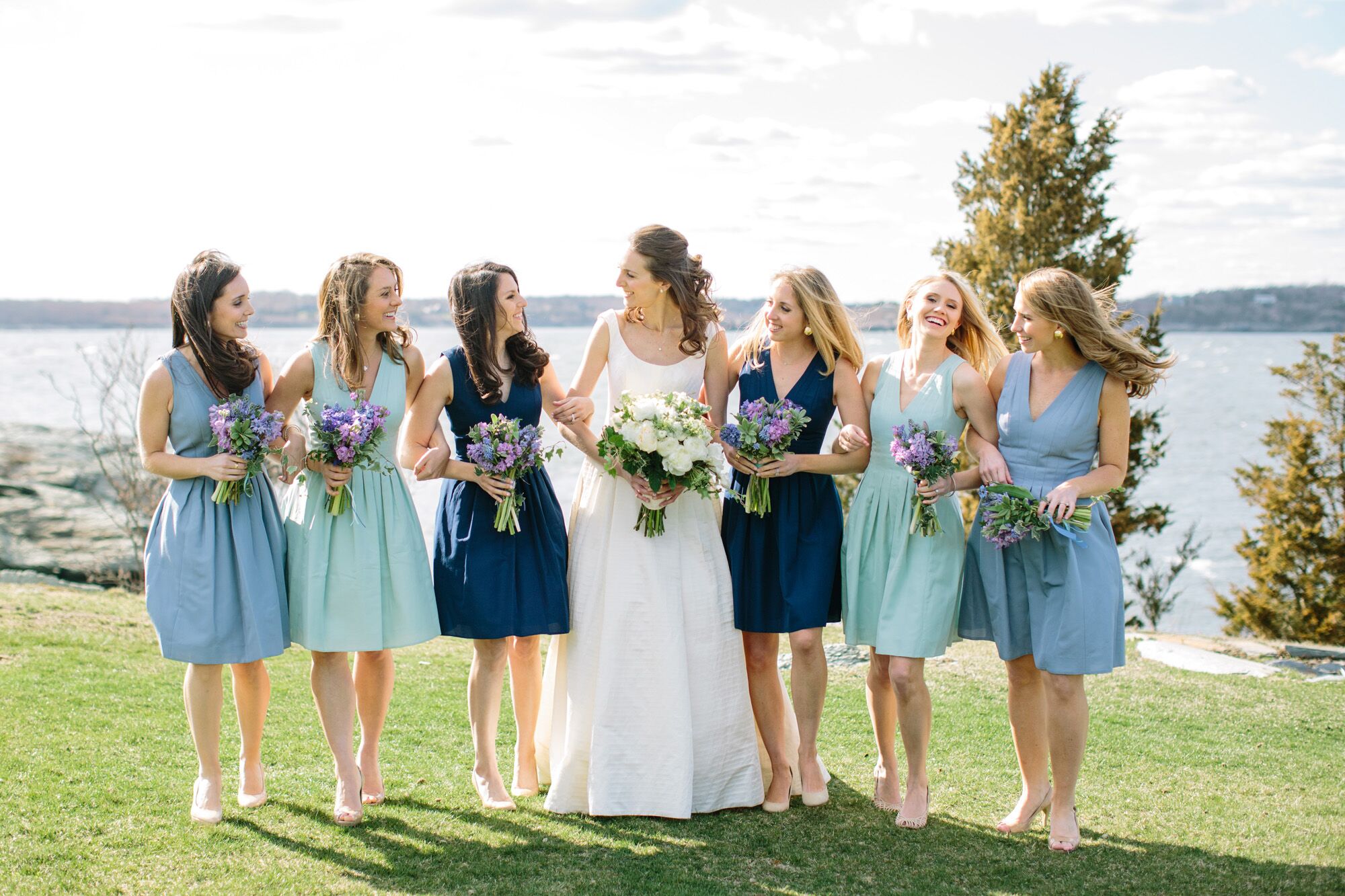 Blue pastel hot sale bridesmaid dresses