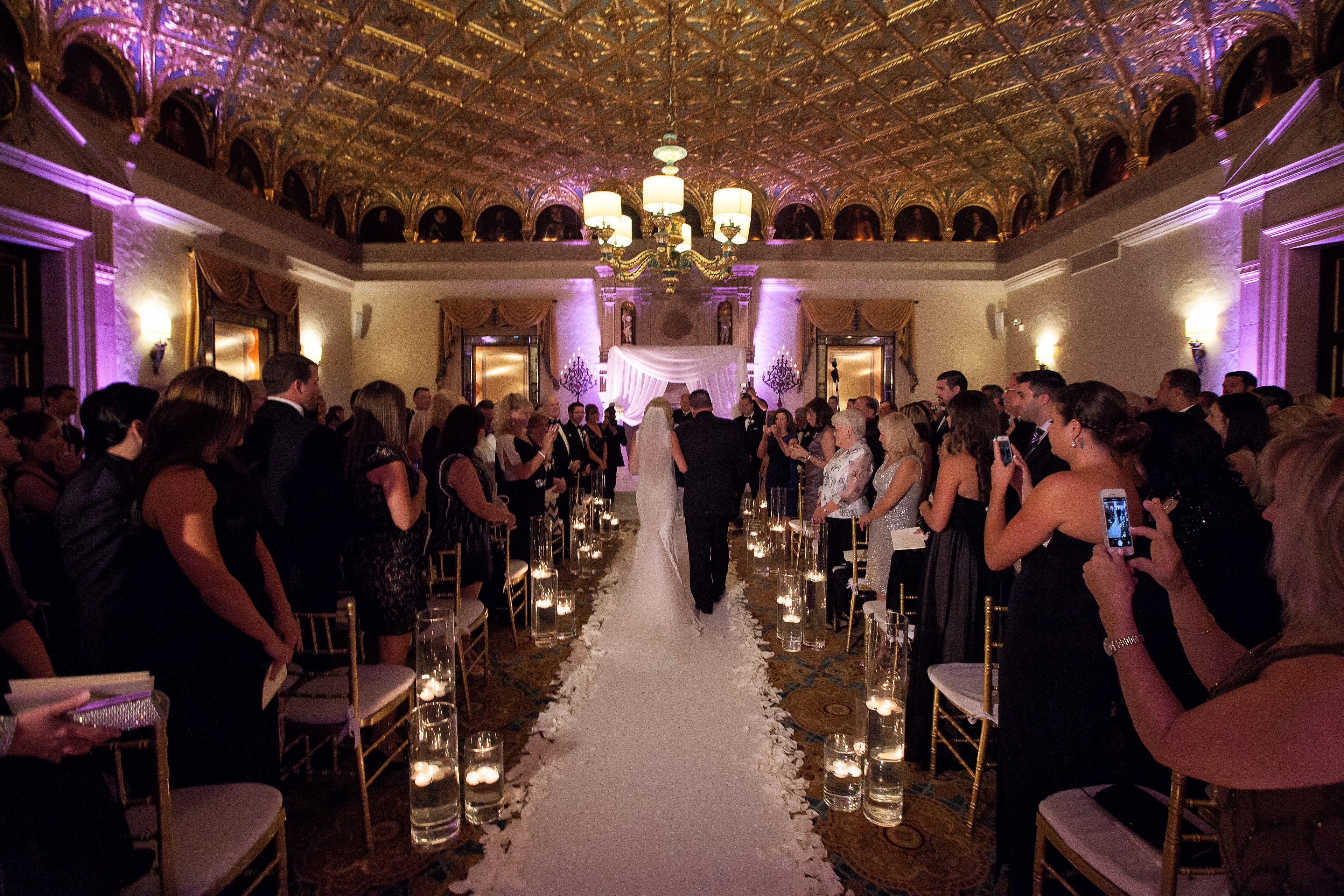 Elegant Floating Candle and Petal AIsle Decor