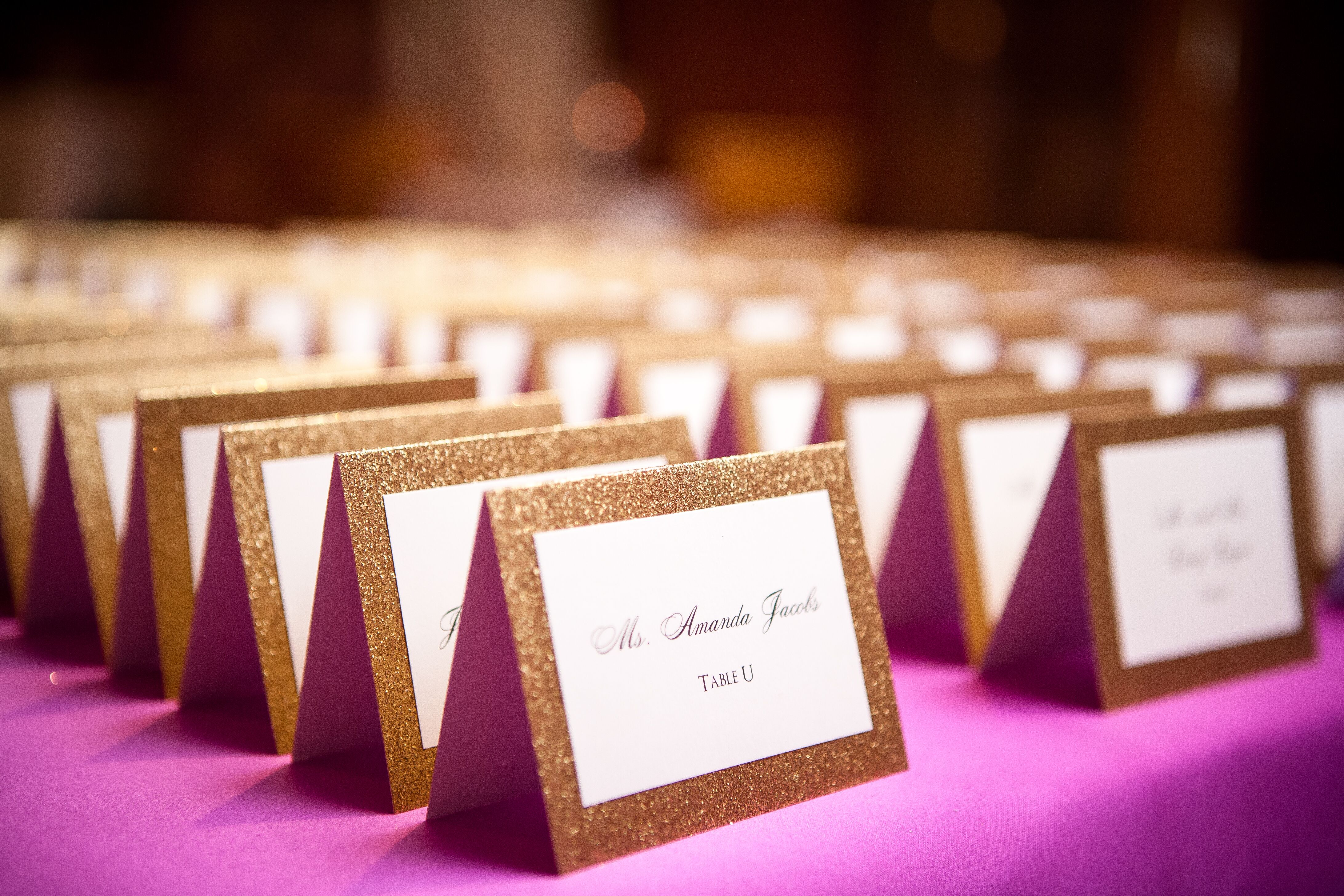 Gold Glitter Escort Cards