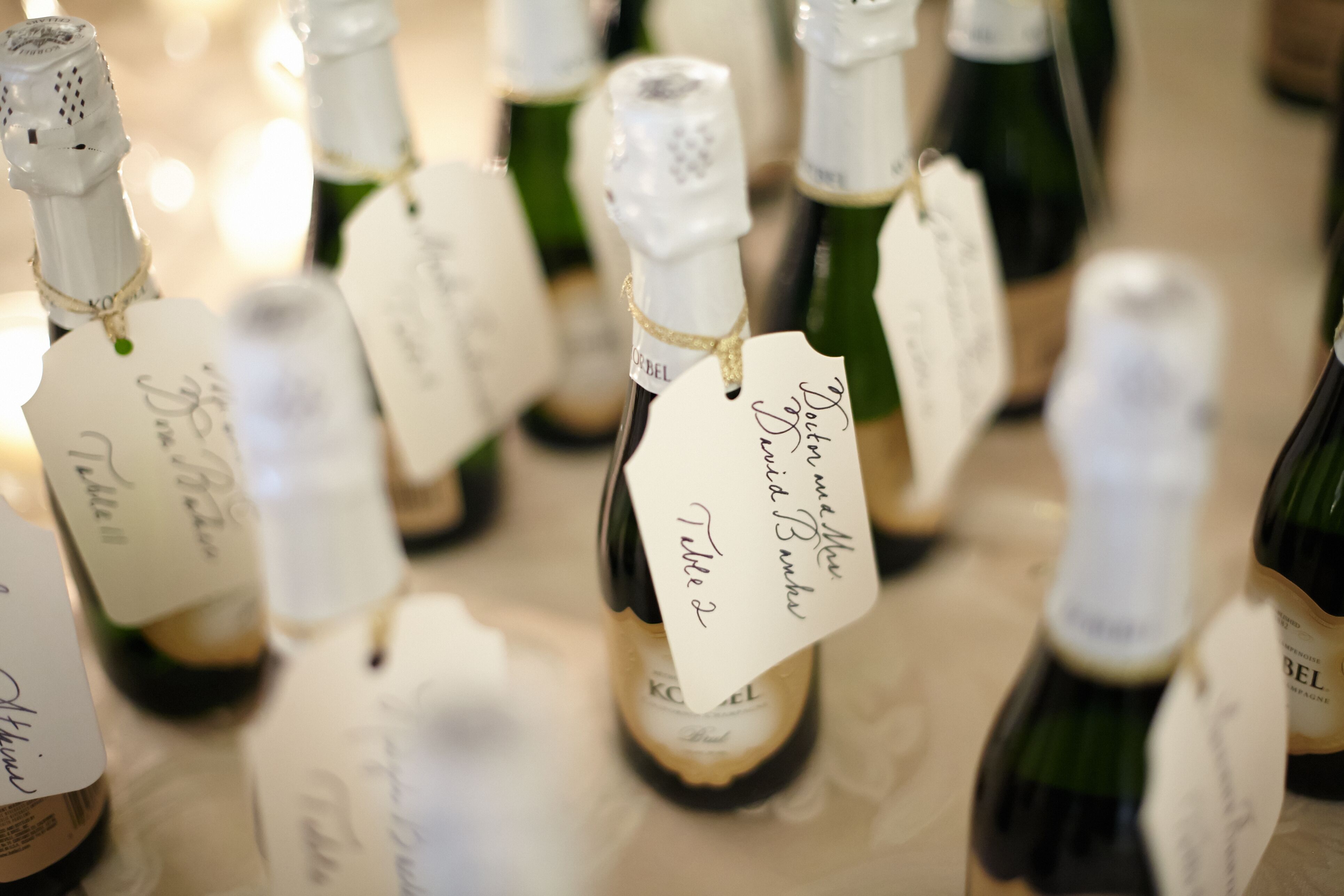 Glamorous Korbel Champagne Bottle Escort Cards