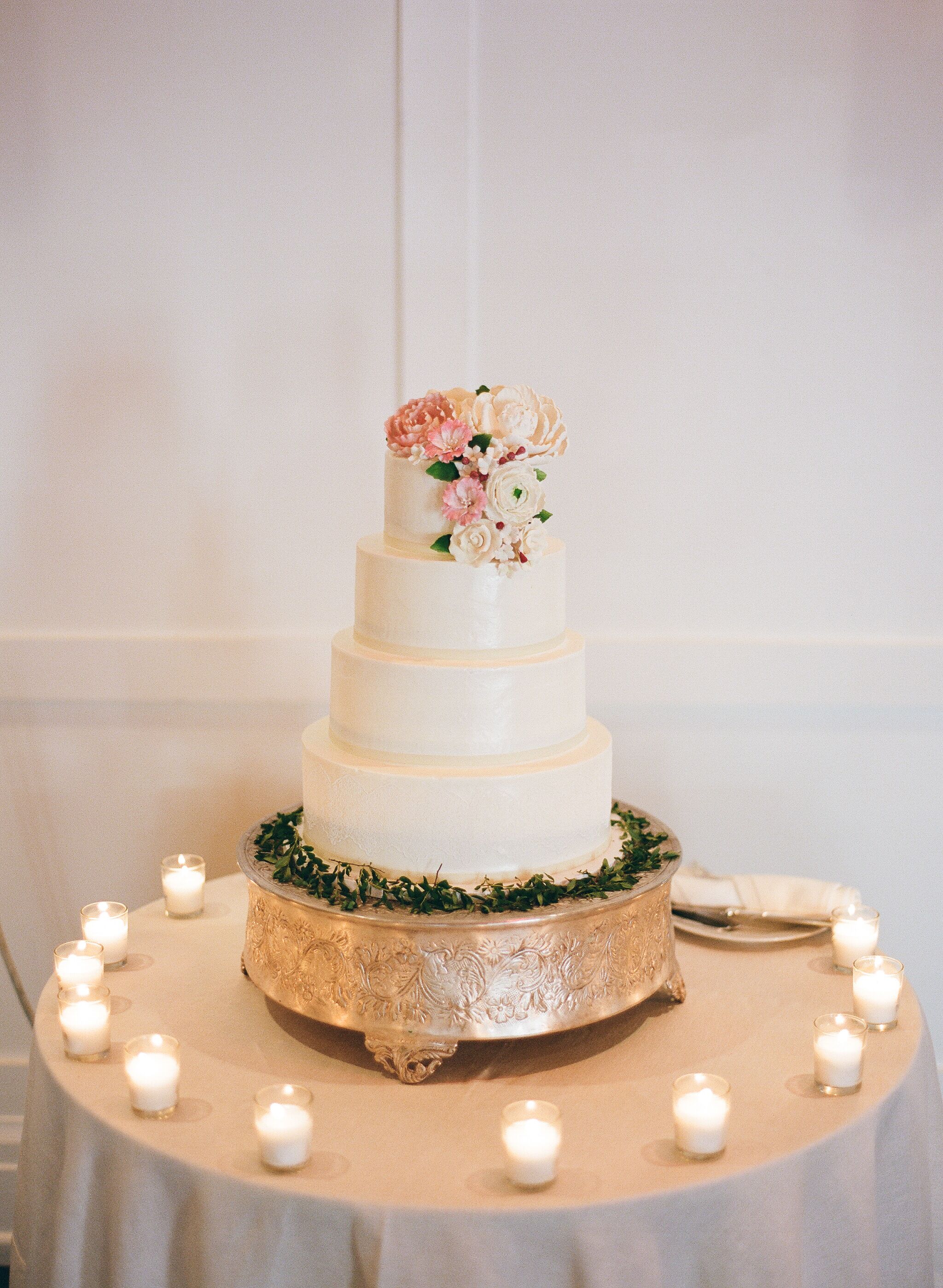 Ivory Wedding Cake with Fondant Flowers