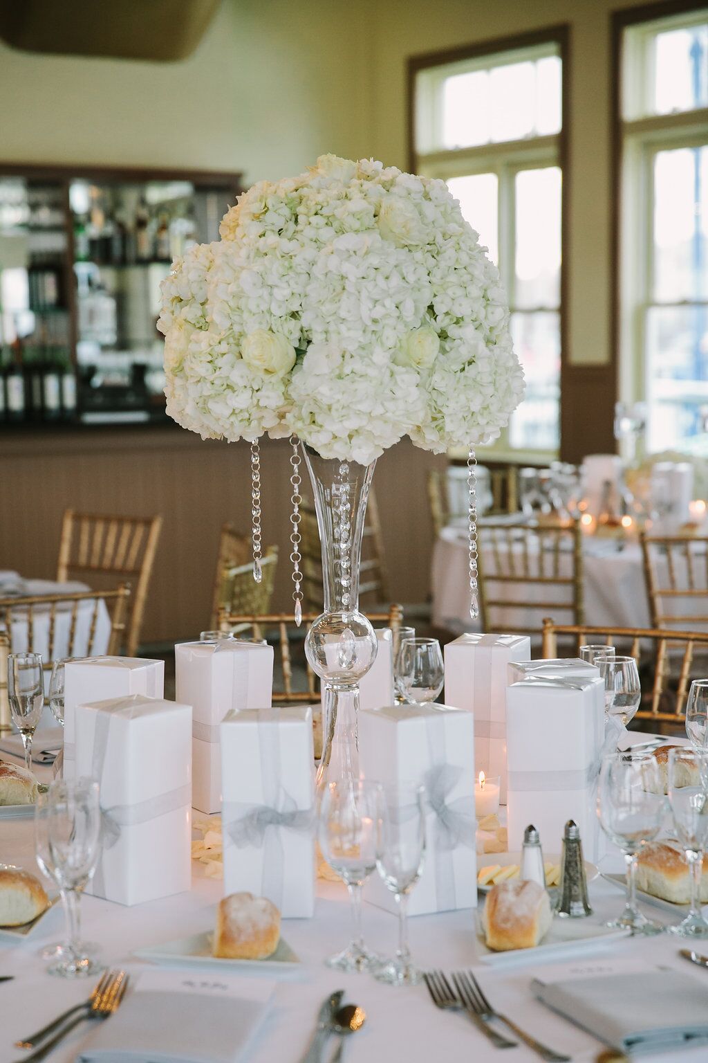 Tall White Hydrangea Centerpieces