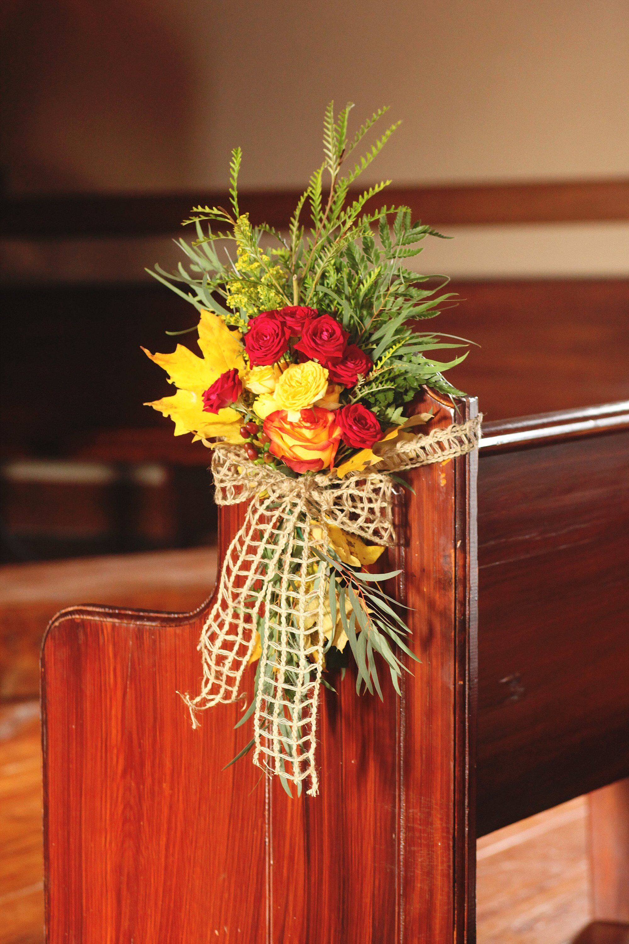 Rustic Fall Indoor Ceremony Decor