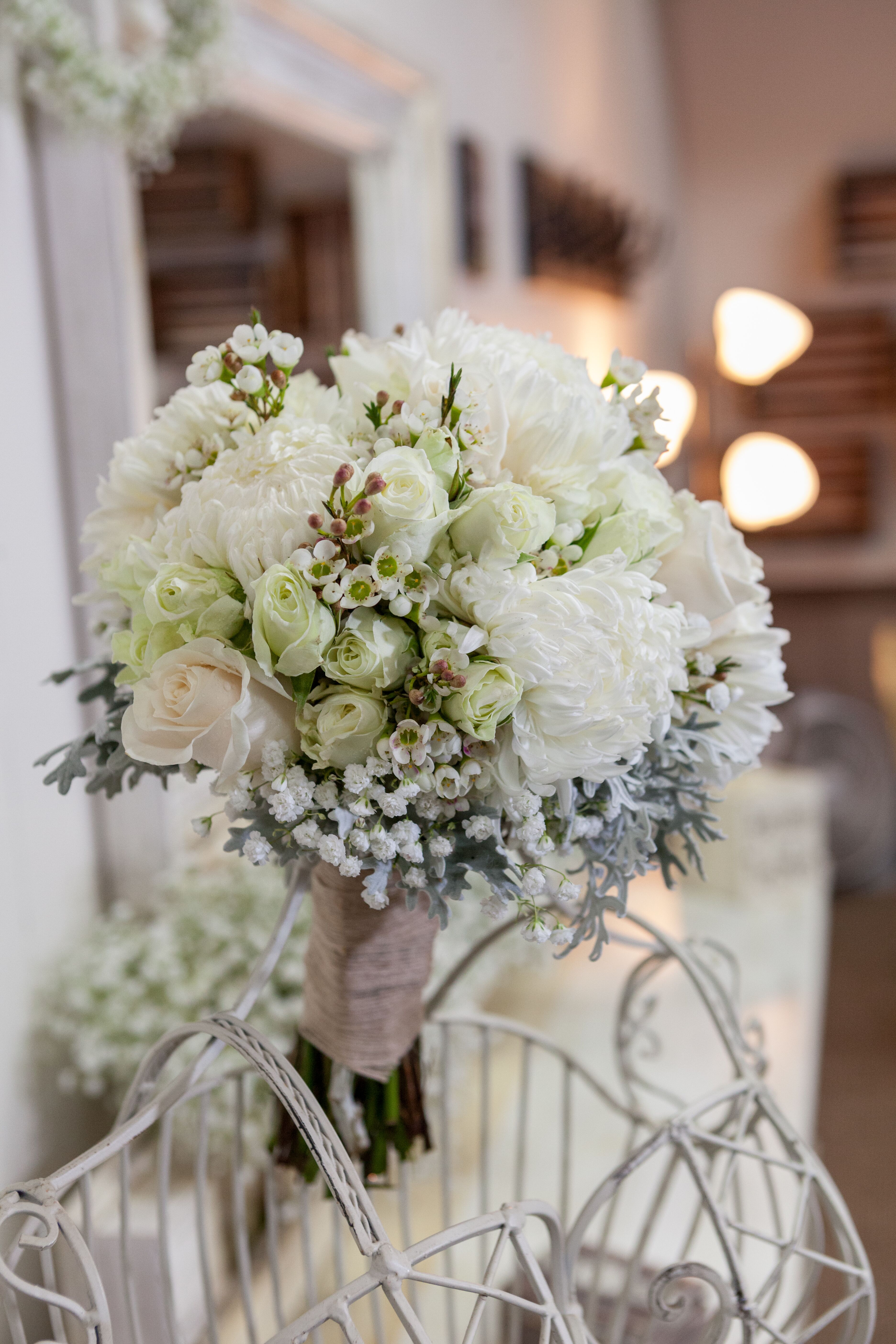 Hanging Mason Jar with Baby's Breath