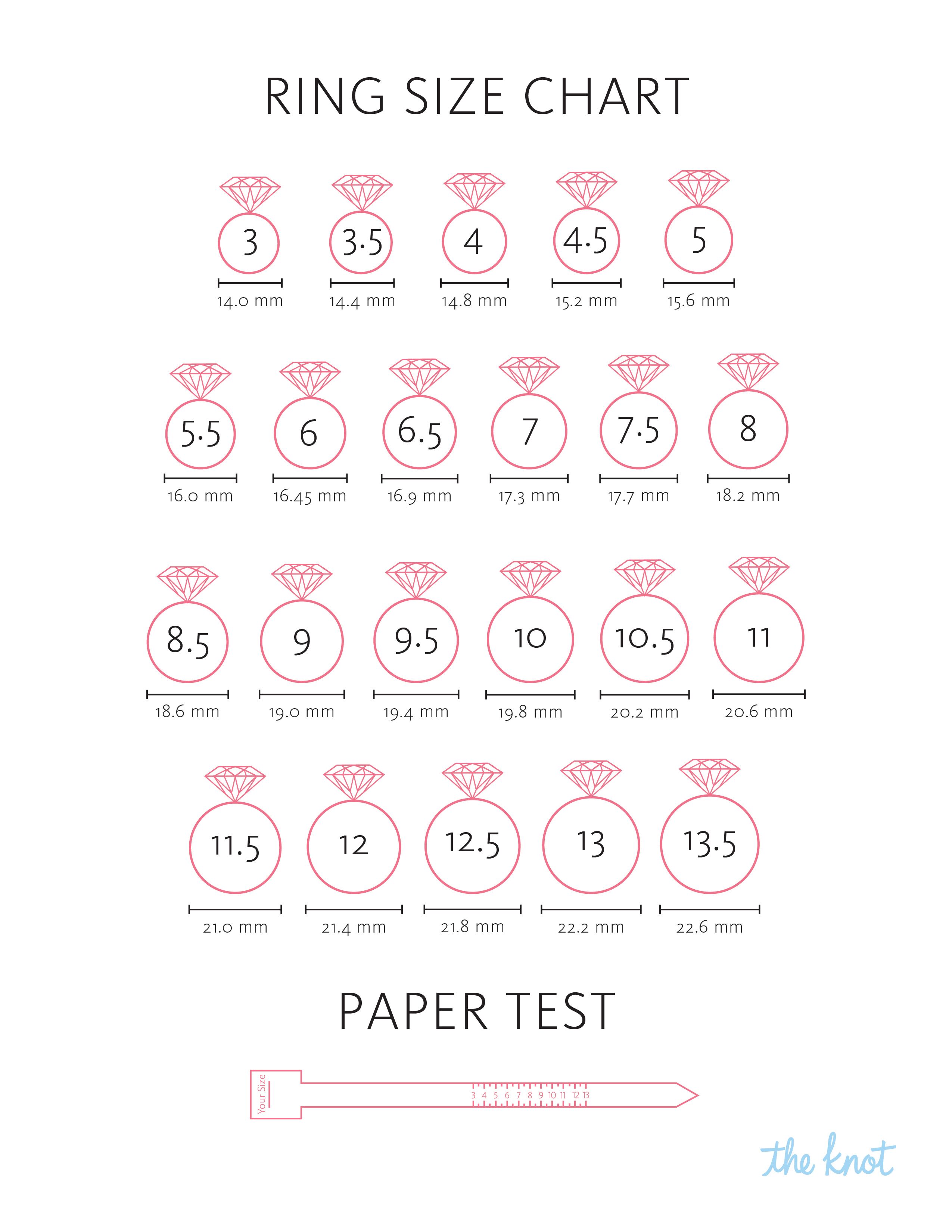 American Ring Size Chart Printable Rings Art