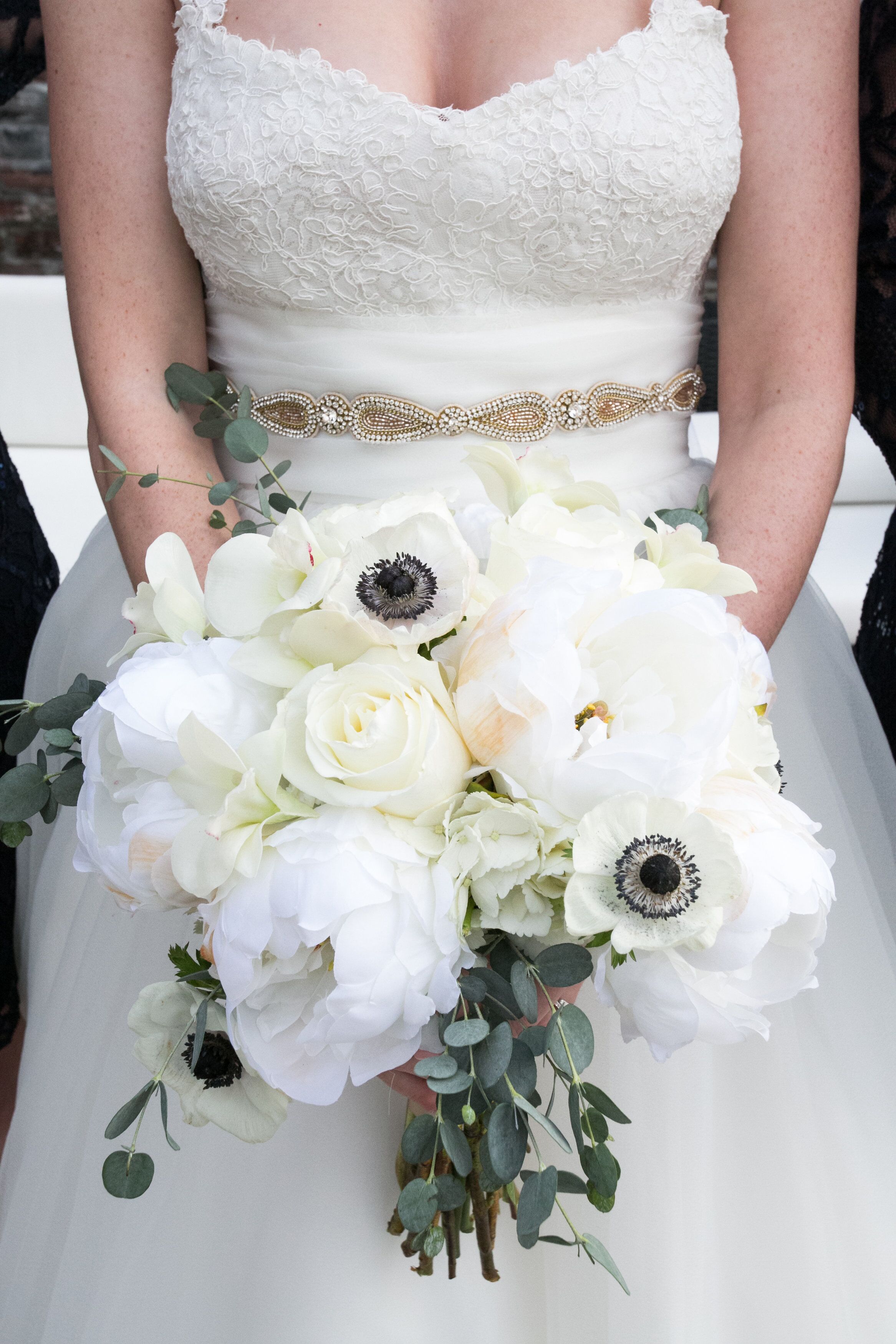 White Peony, Anemone Bridal Bouquet
