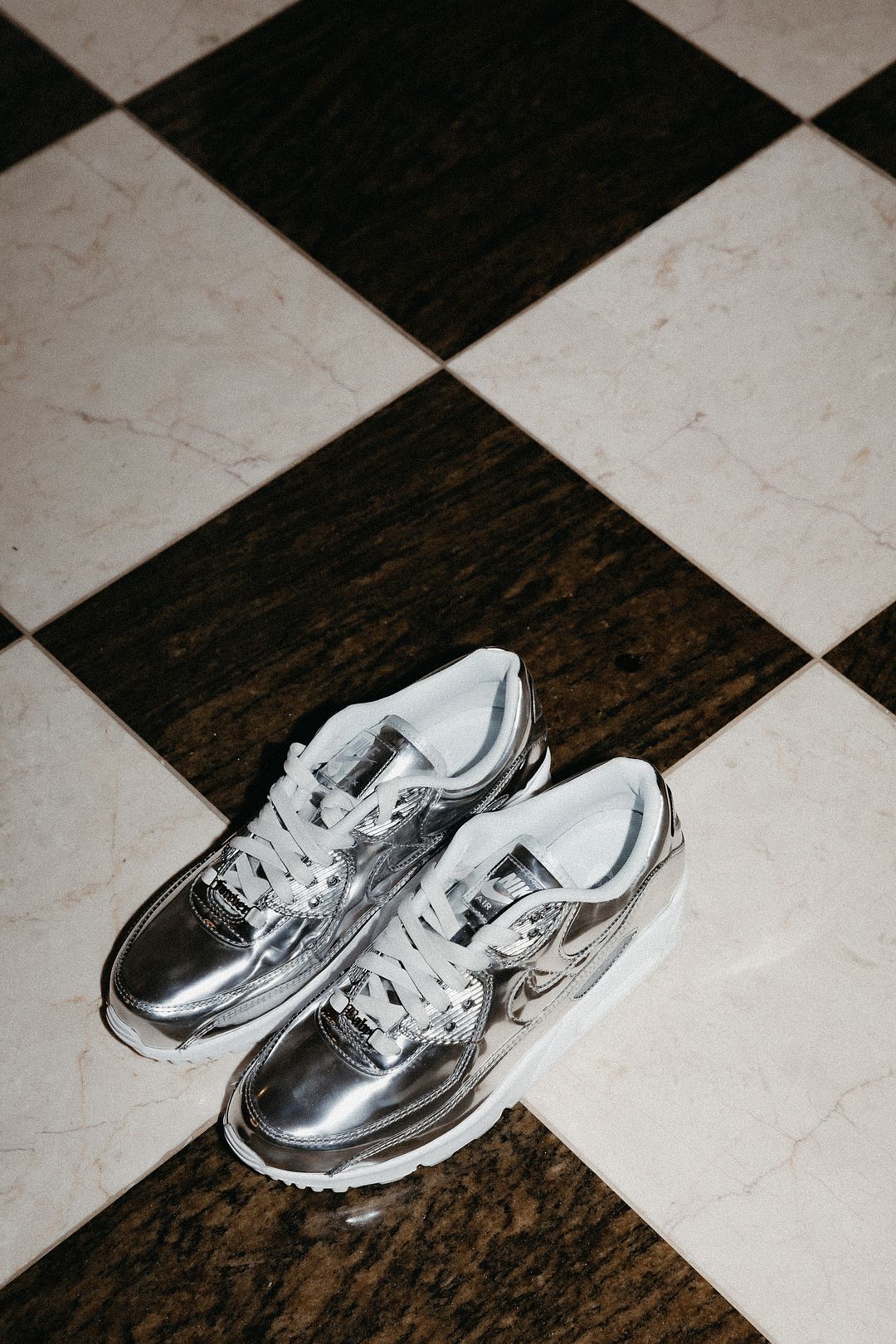 Metallic Silver Nike Sneakers for Las Vegas Vow Renewal