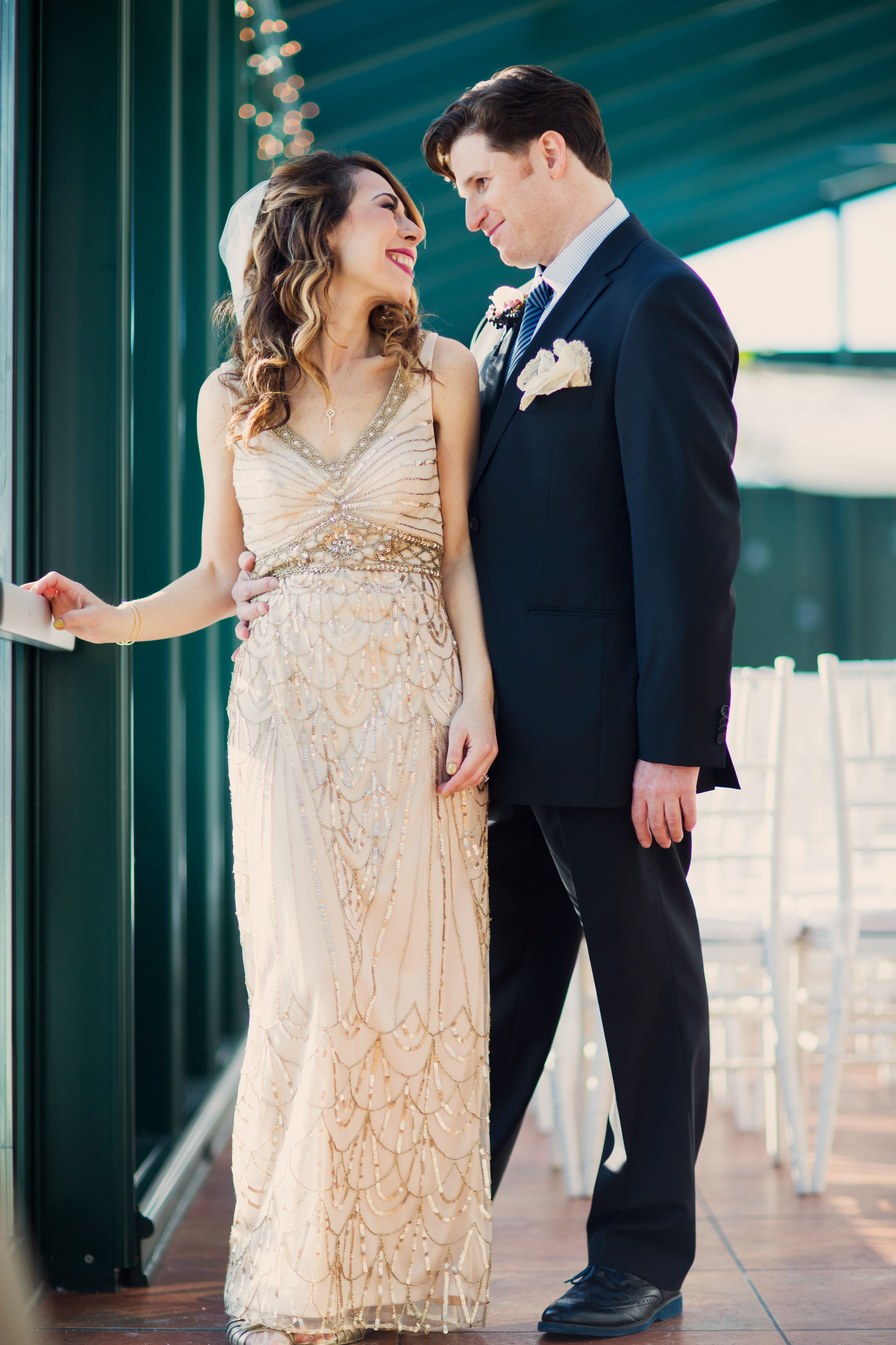 Vintage Inspired Gold Sue Wong Wedding Dress