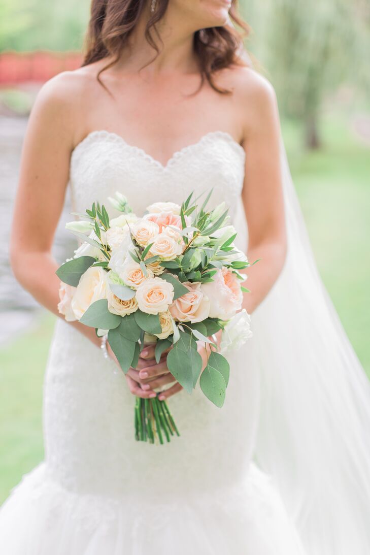 Pink Rose and Seeded Eucalyptus Bouquet