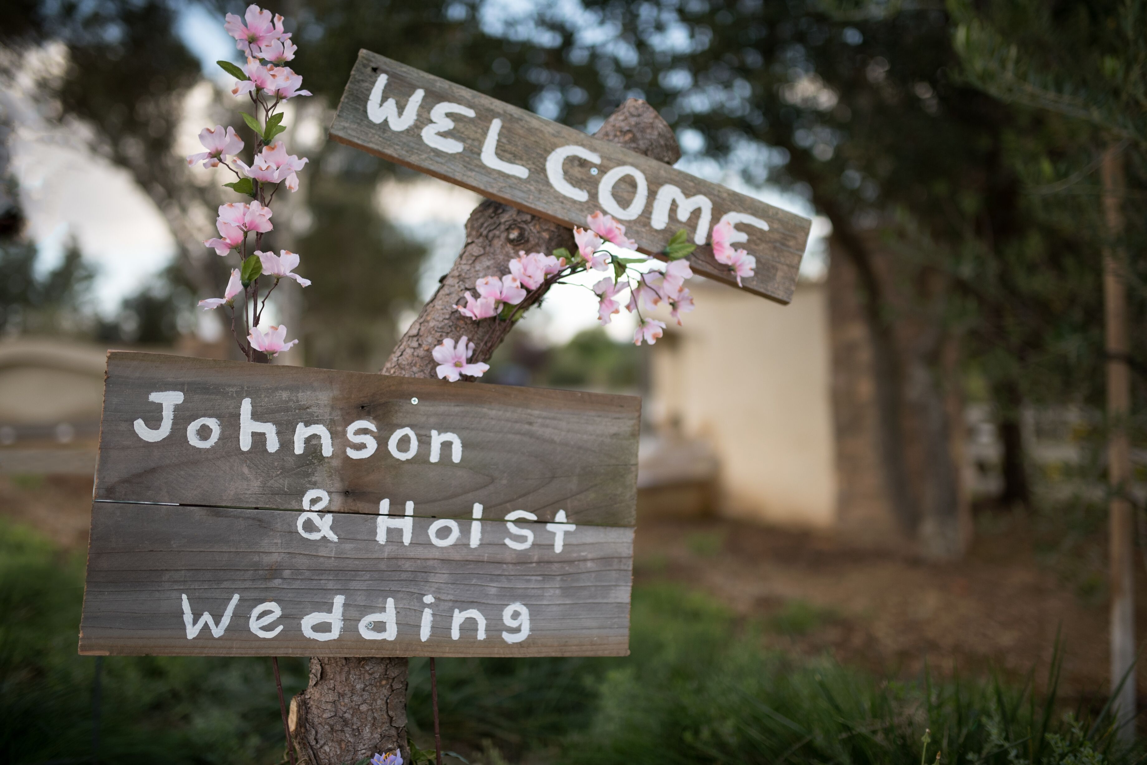 Diy Wood Welcome Sign At Venue