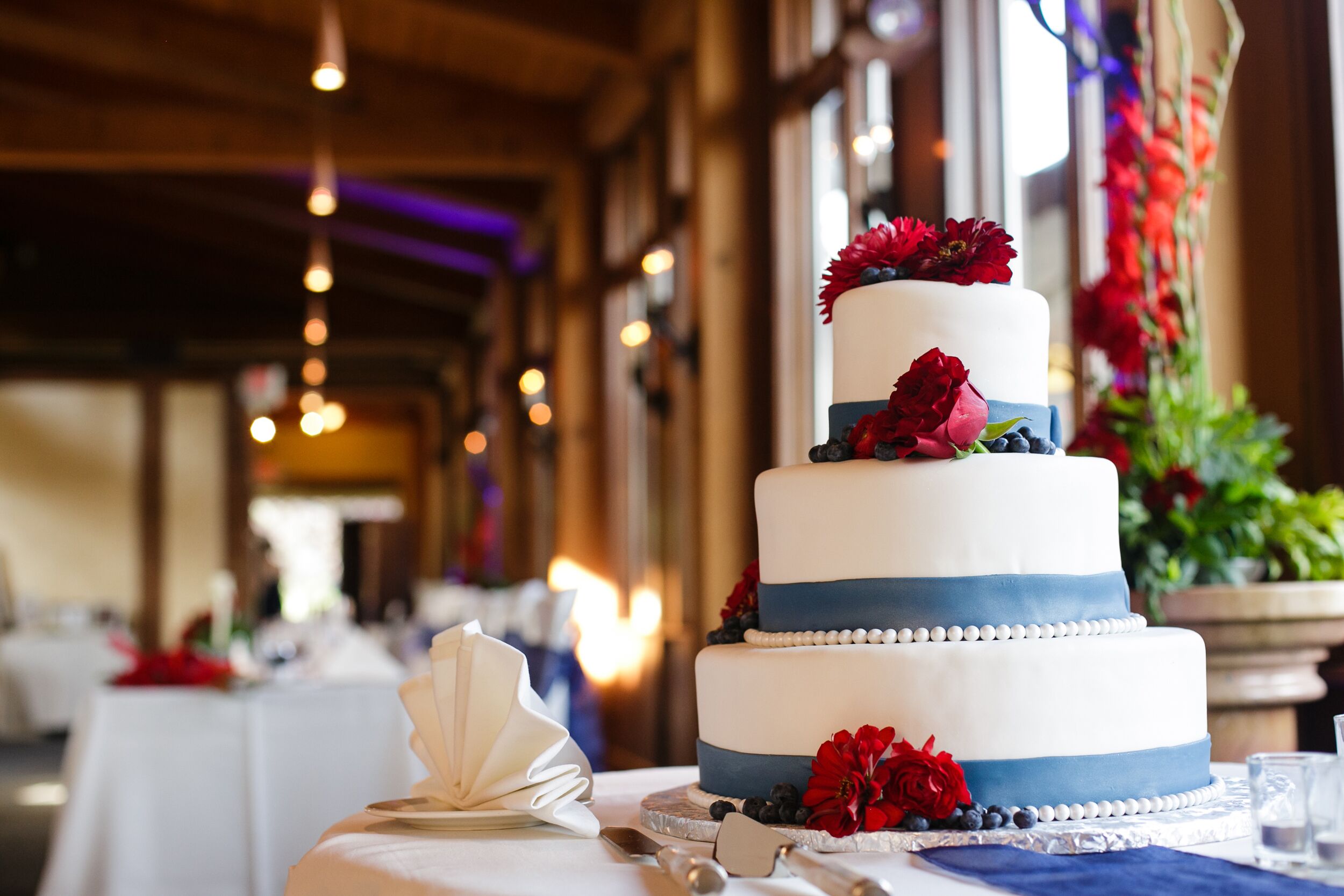 Red, White and Blue Wedding Cake