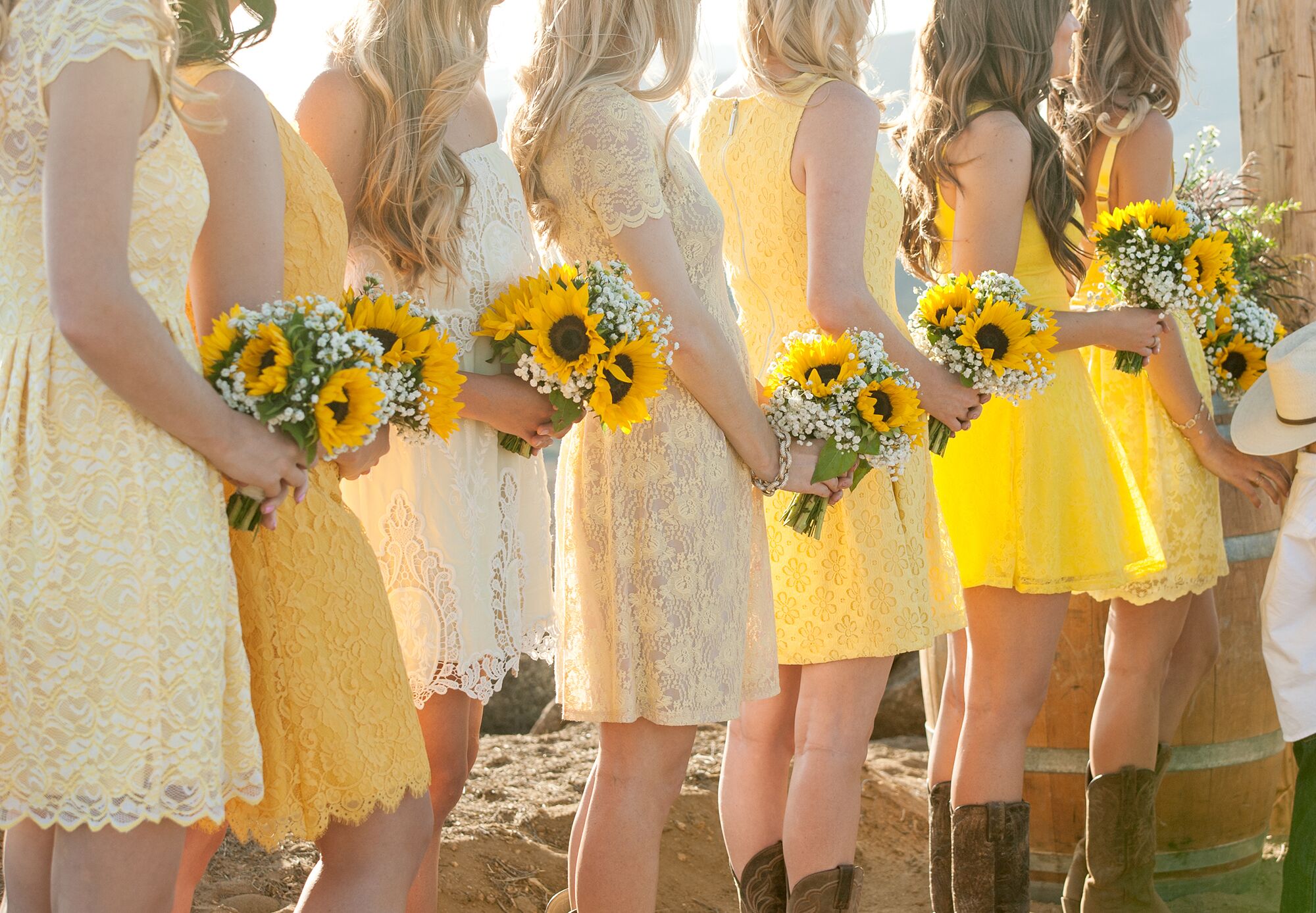 White and 2024 yellow bridesmaid dresses