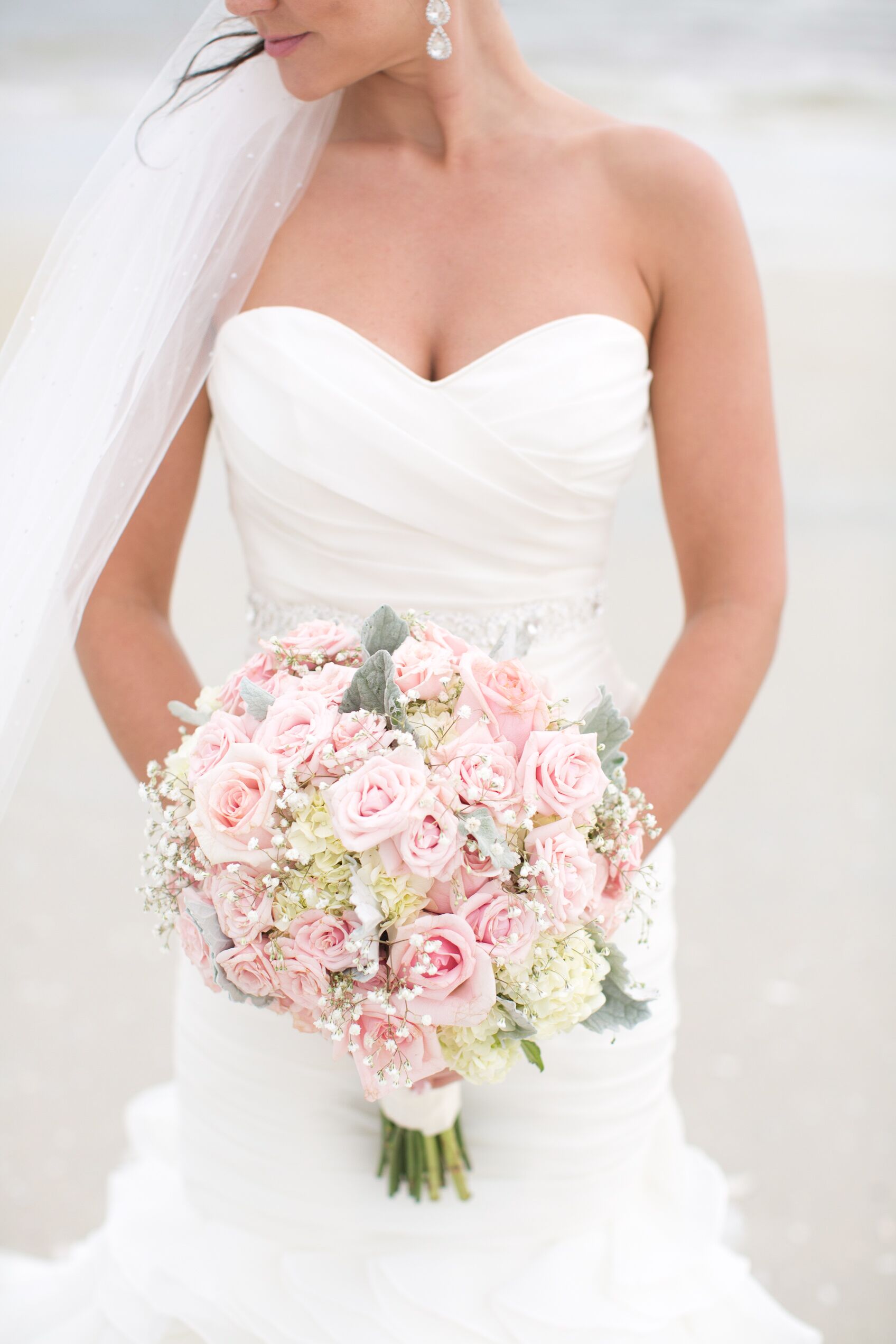 Rose, Hydrangea and Baby's Breath Bridal Bouquet