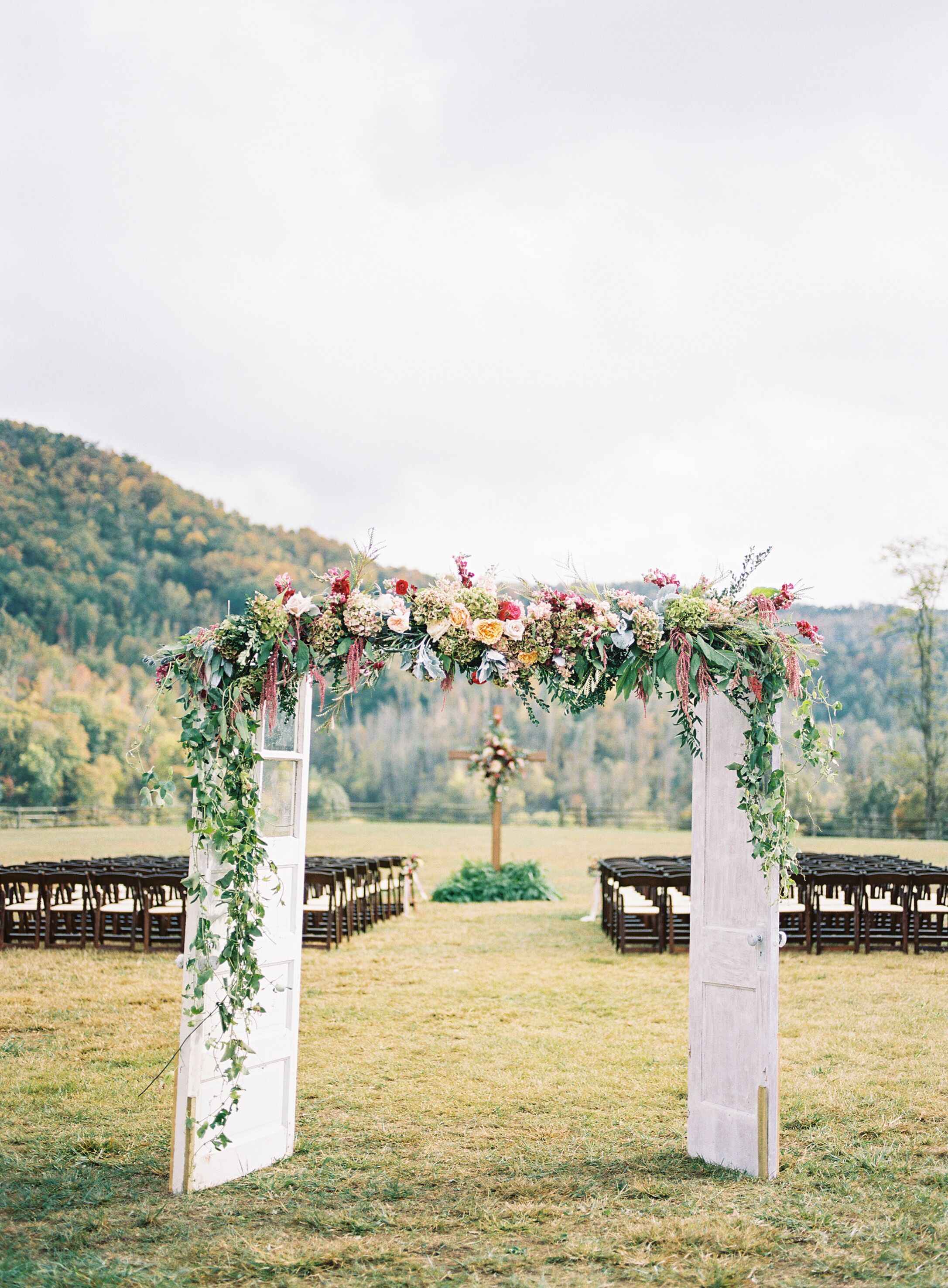 Vintage Door Archway with Lush Autumnal Florals