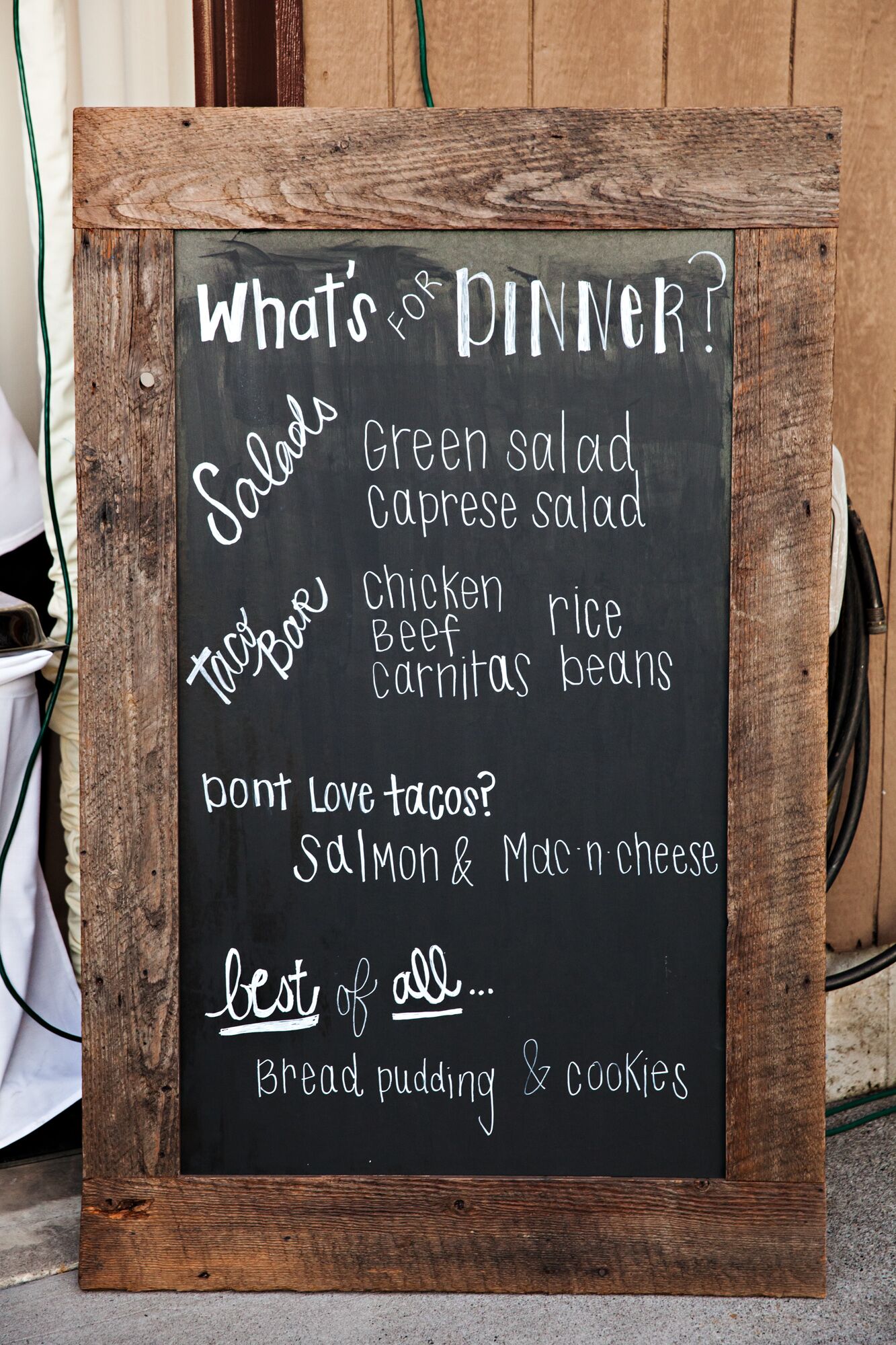 Wooden Chalkboard Reception Dinner Menu