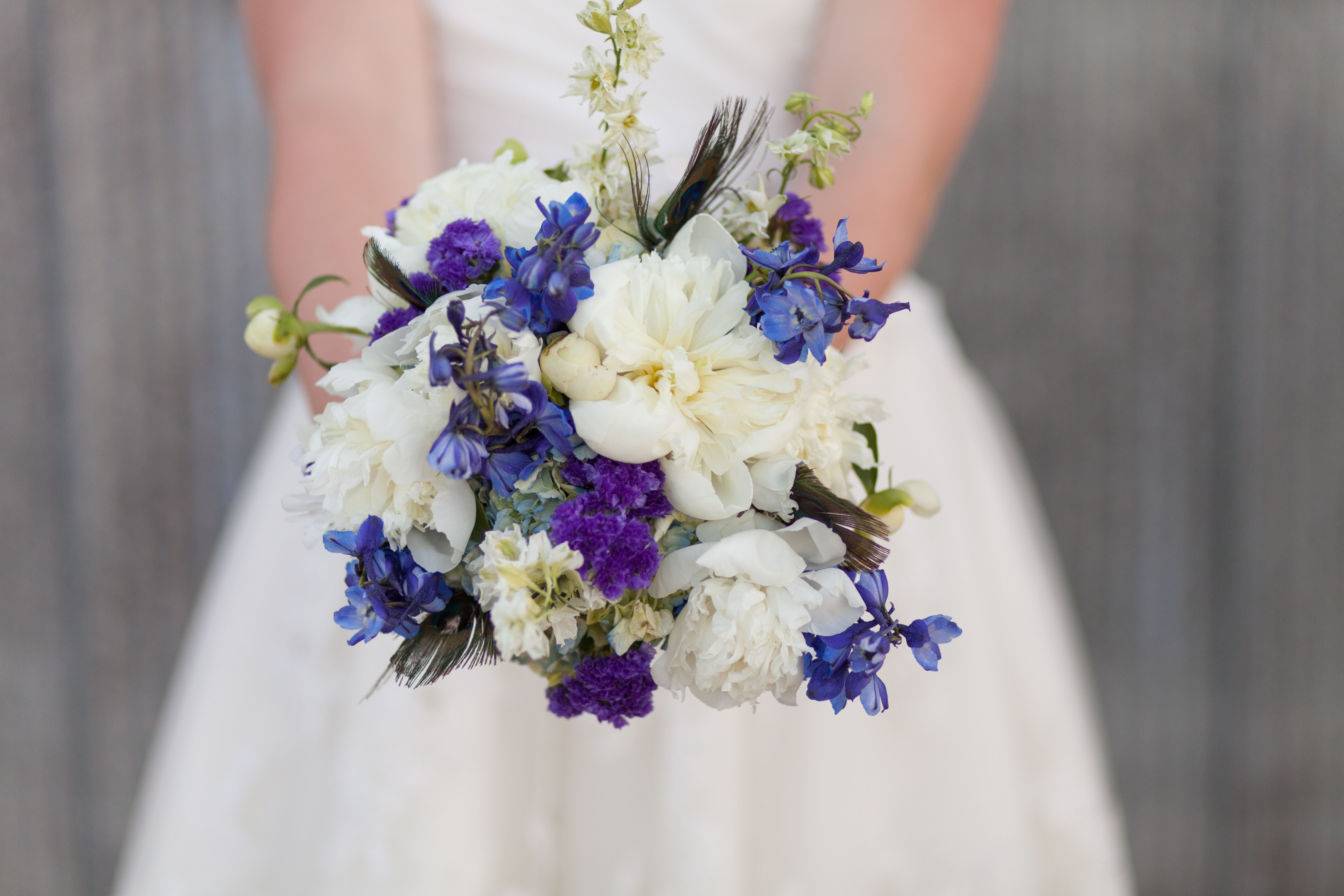 Textured Blue, White and Purple Bridal Bouquet