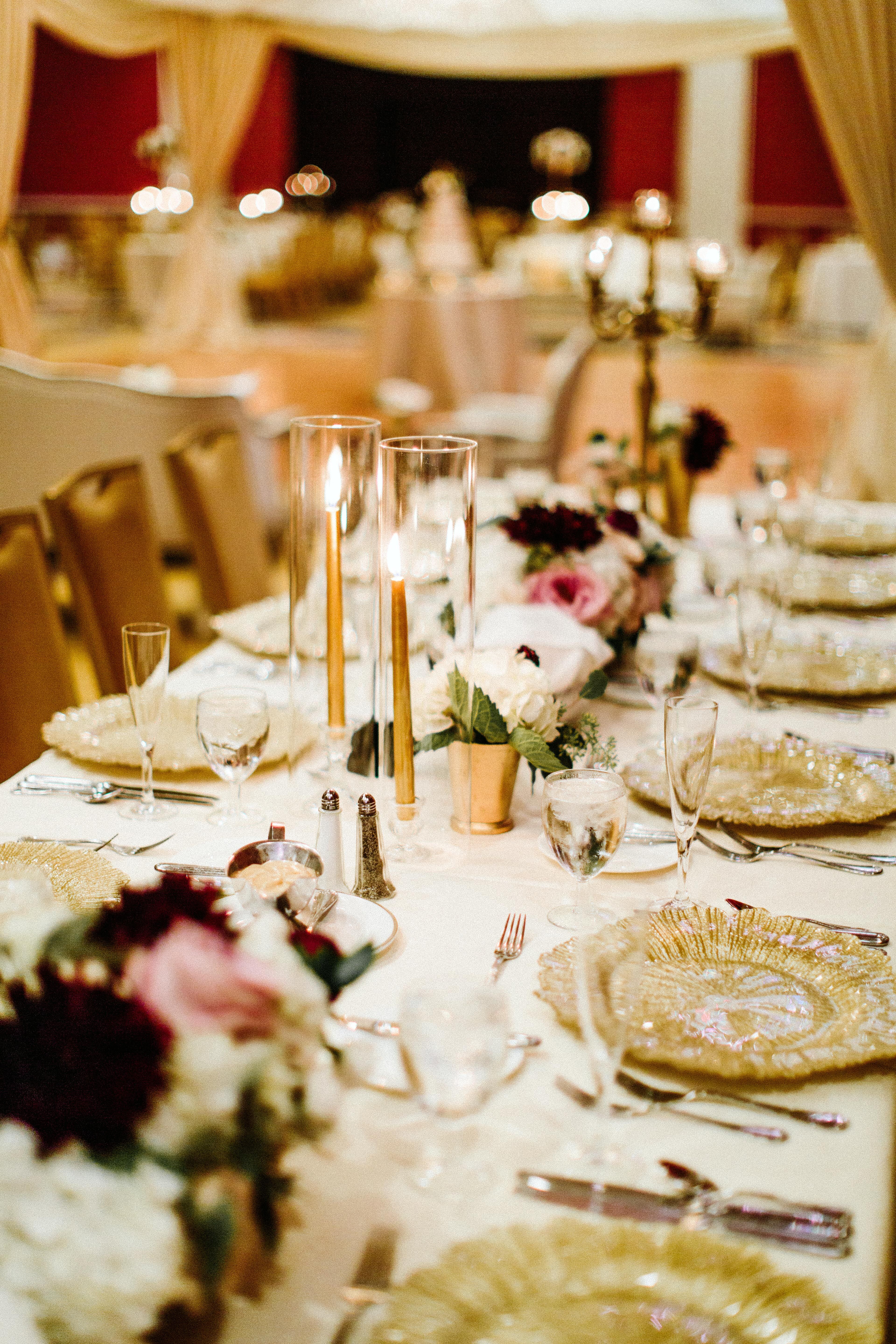 Modern Gilded Place Settings and Summery Centerpieces