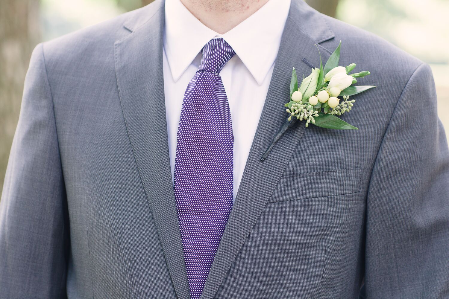 Rose Bud, Hypericum and Eucalyptus Boutonniere