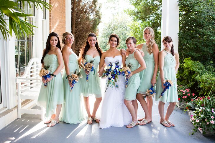 Mismatched Pale Green  Bridesmaid  Dresses 