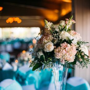 Flower-Decorated White Wedding Cake