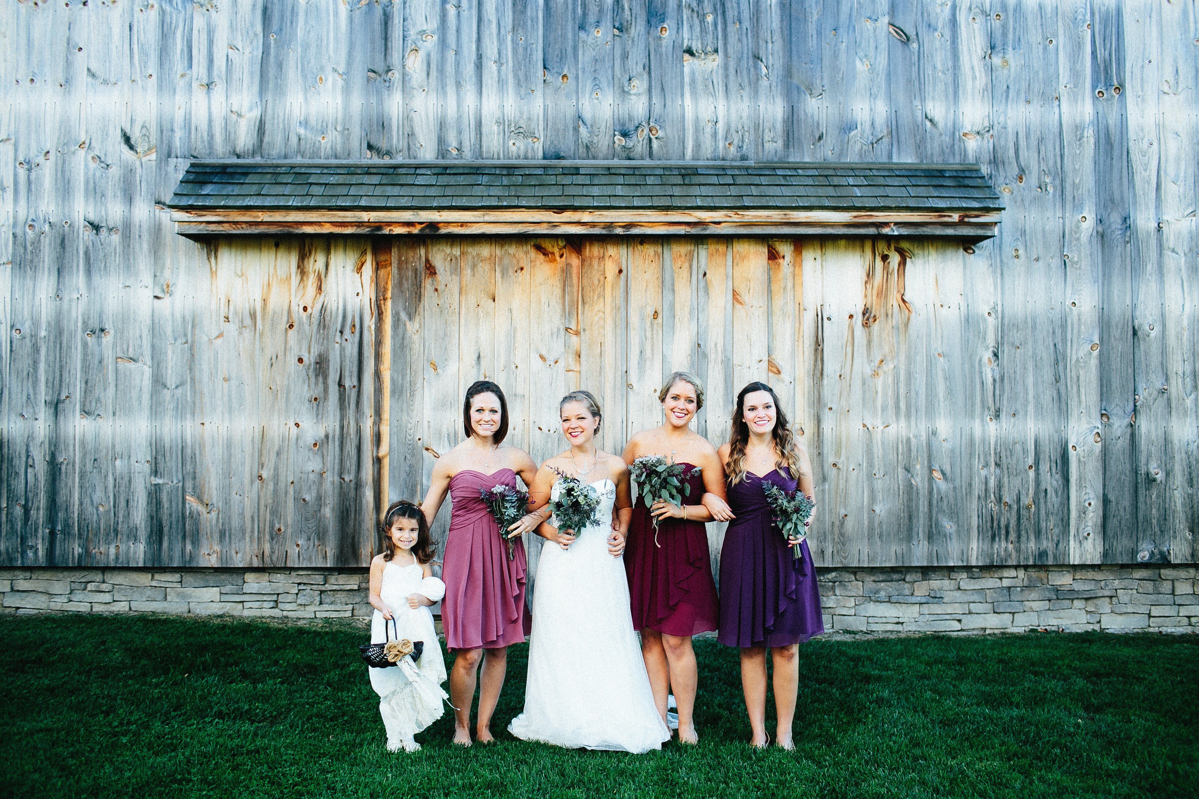 Mismatched Purple Bridesmaid Dresses