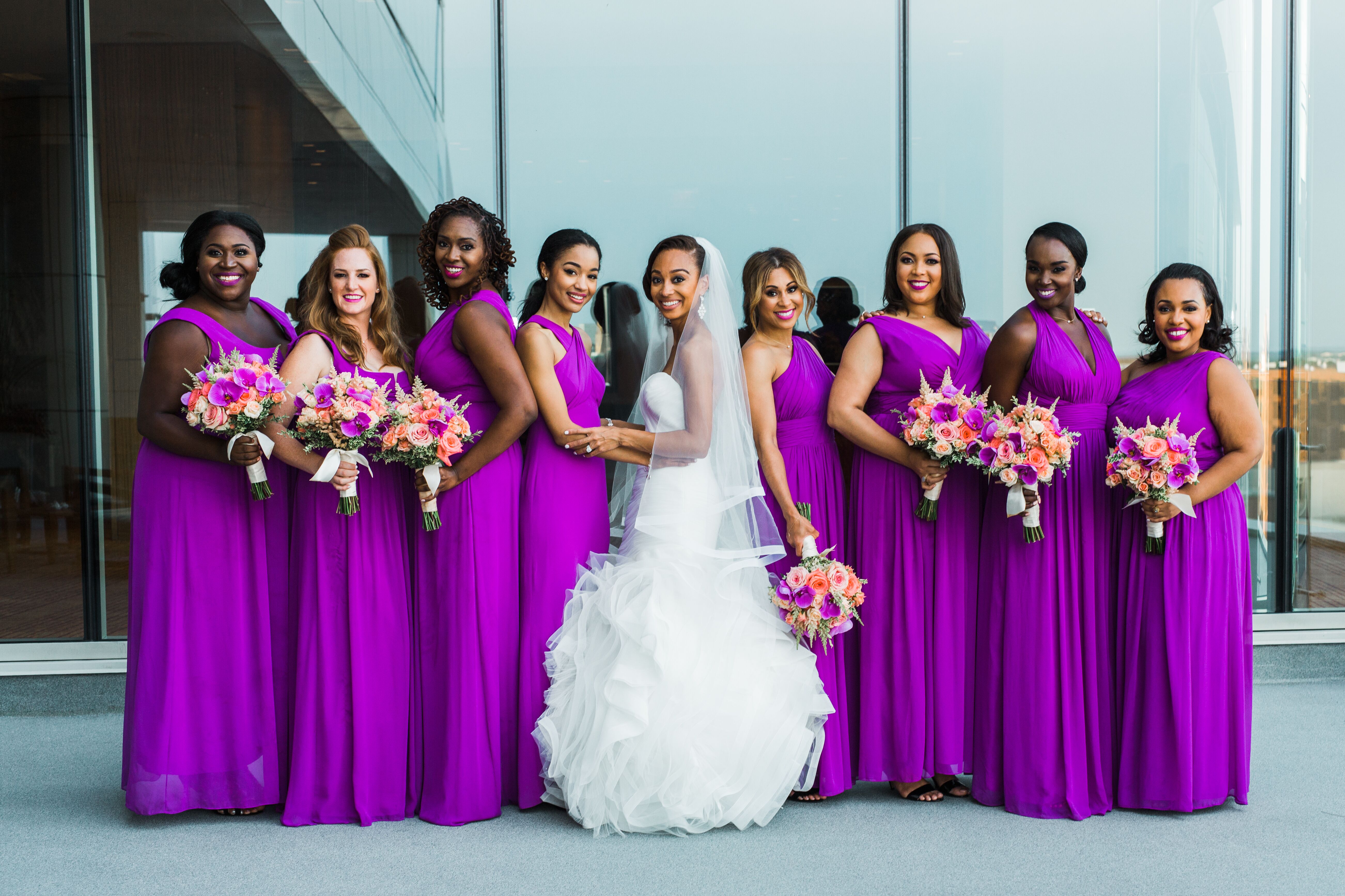 Bright Purple Bridesmaid Dresses