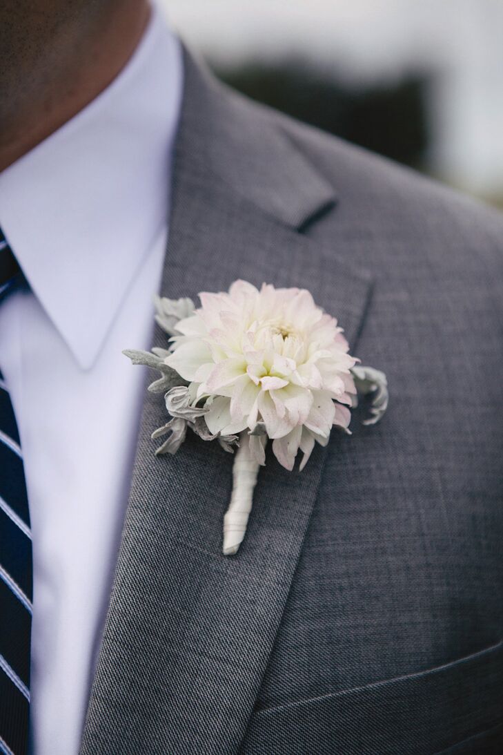 White Dahlia Boutonniere