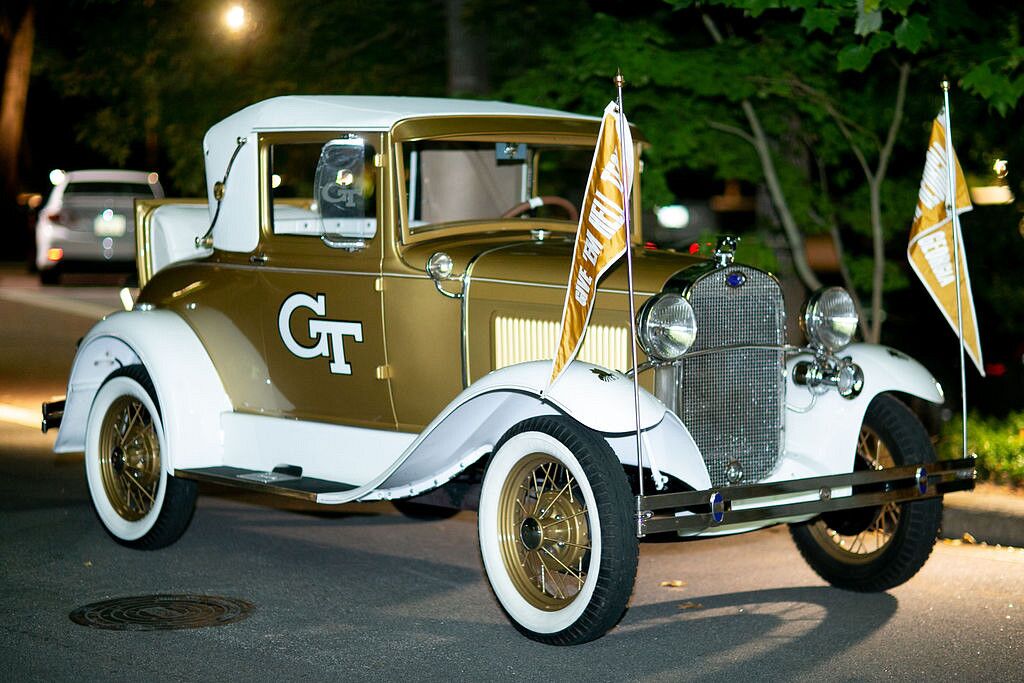 Vintage Gold Georgia Tech Getaway Car at The Swan House in Atlanta, Georgia