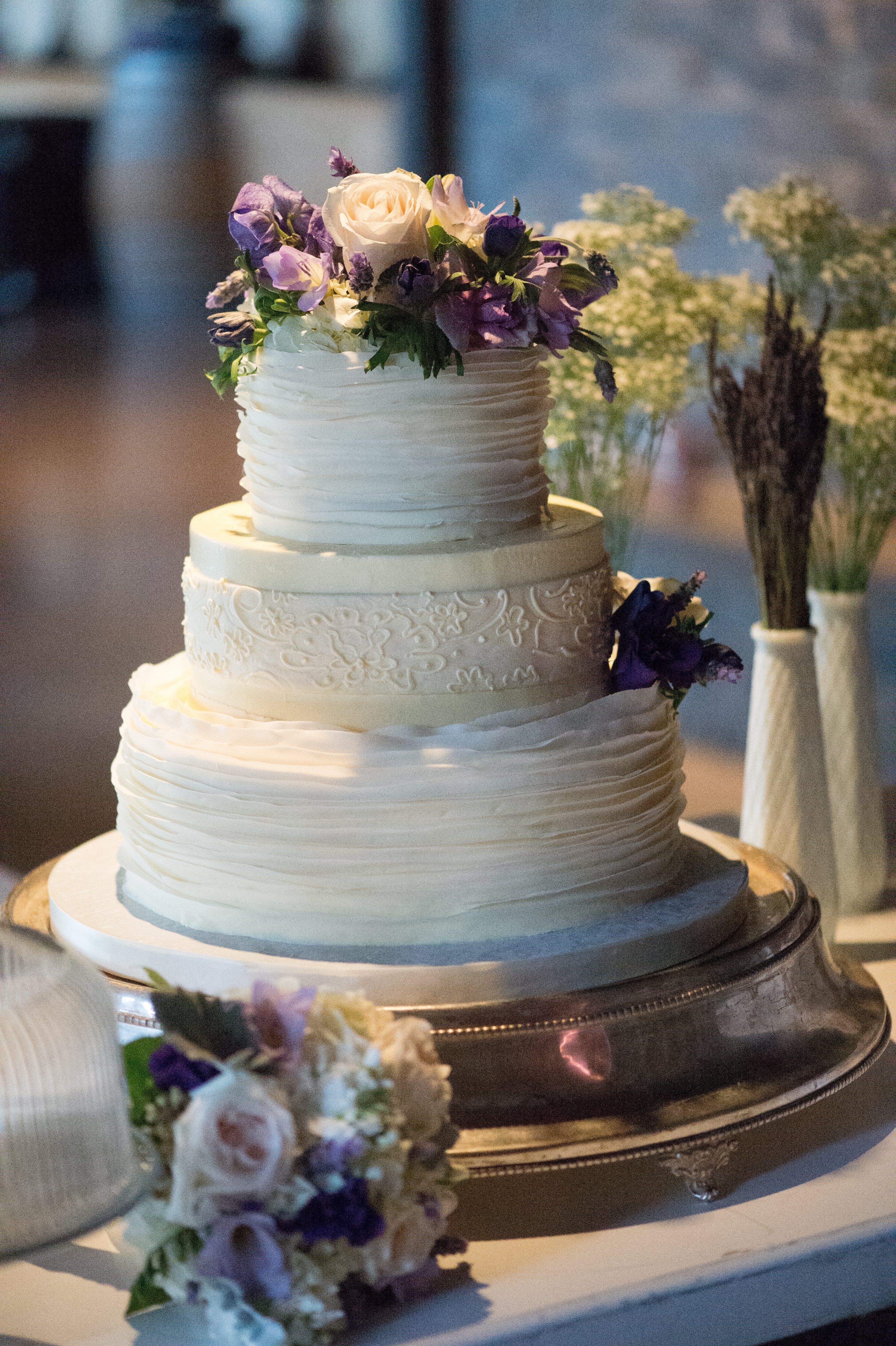 Three-Tier Ruffle and Lace Cake