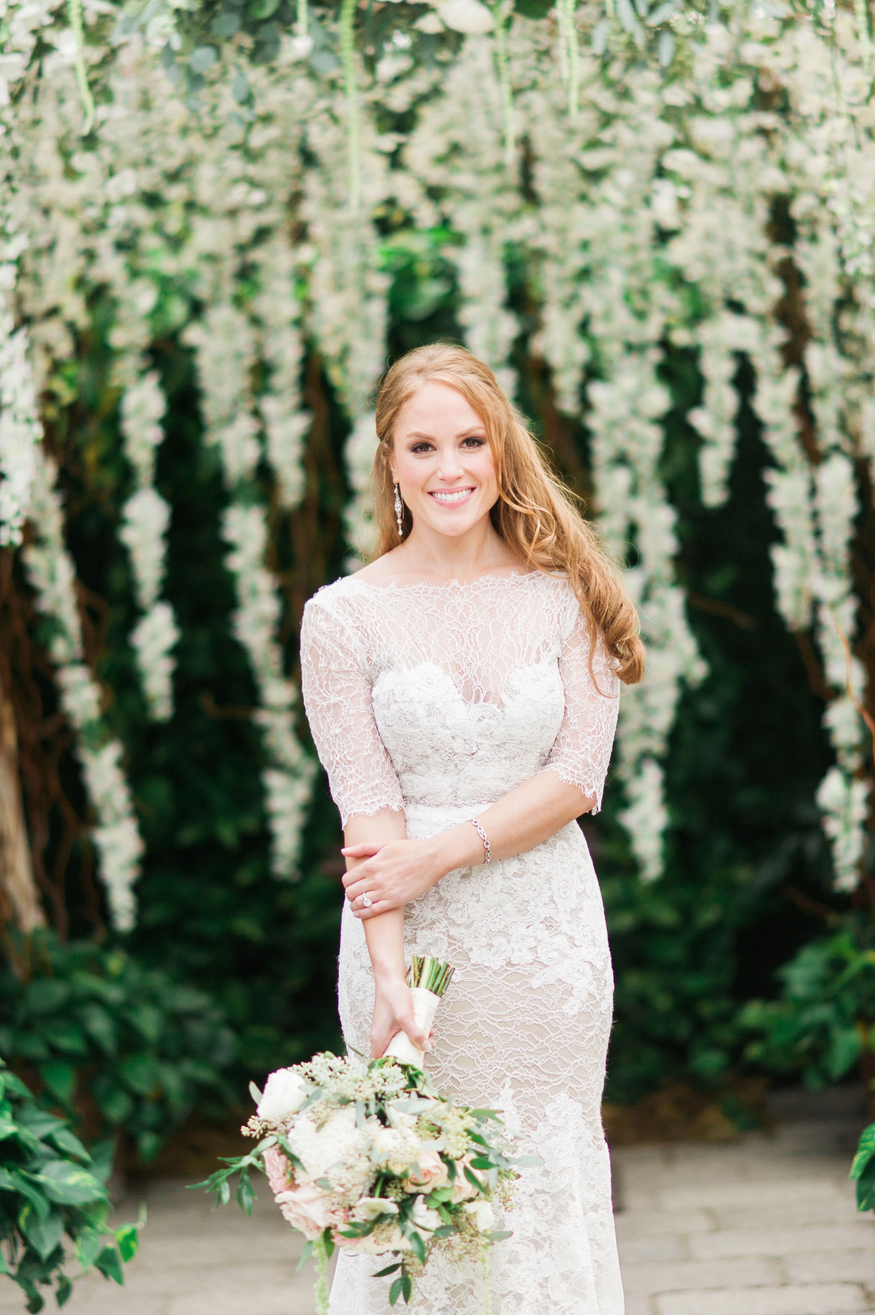 Ivory Lace Watters Wedding Dress