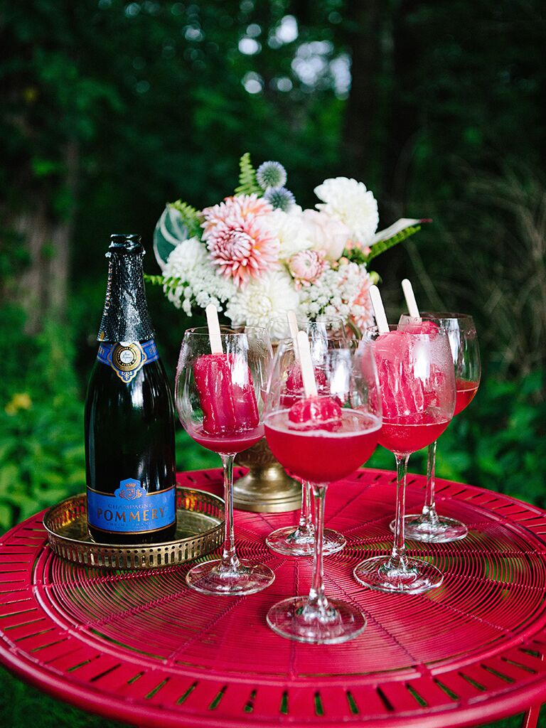 Popsicles and champagne for a creative wedding reception menu idea