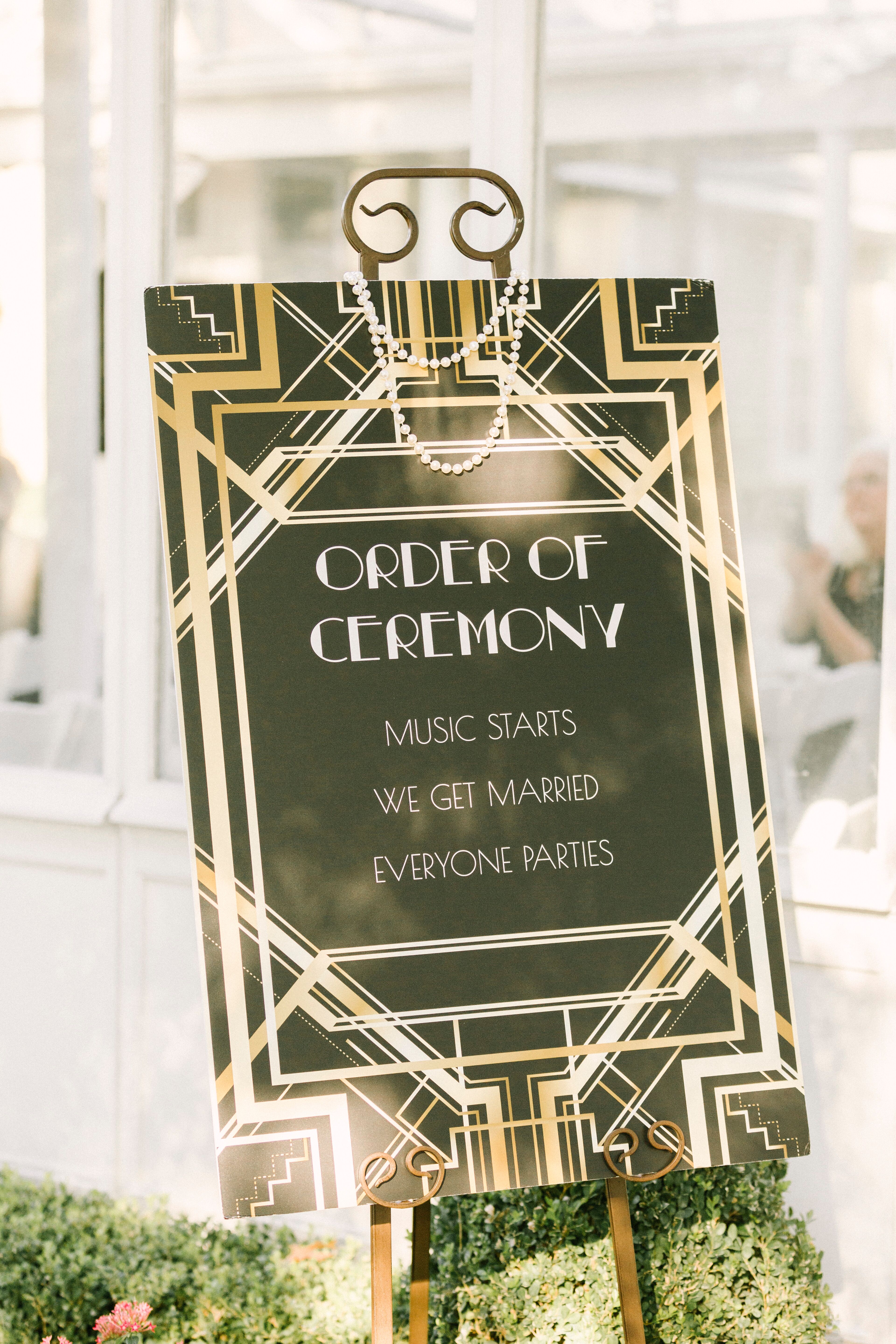 Gatsby-Inspired Ceremony Sign